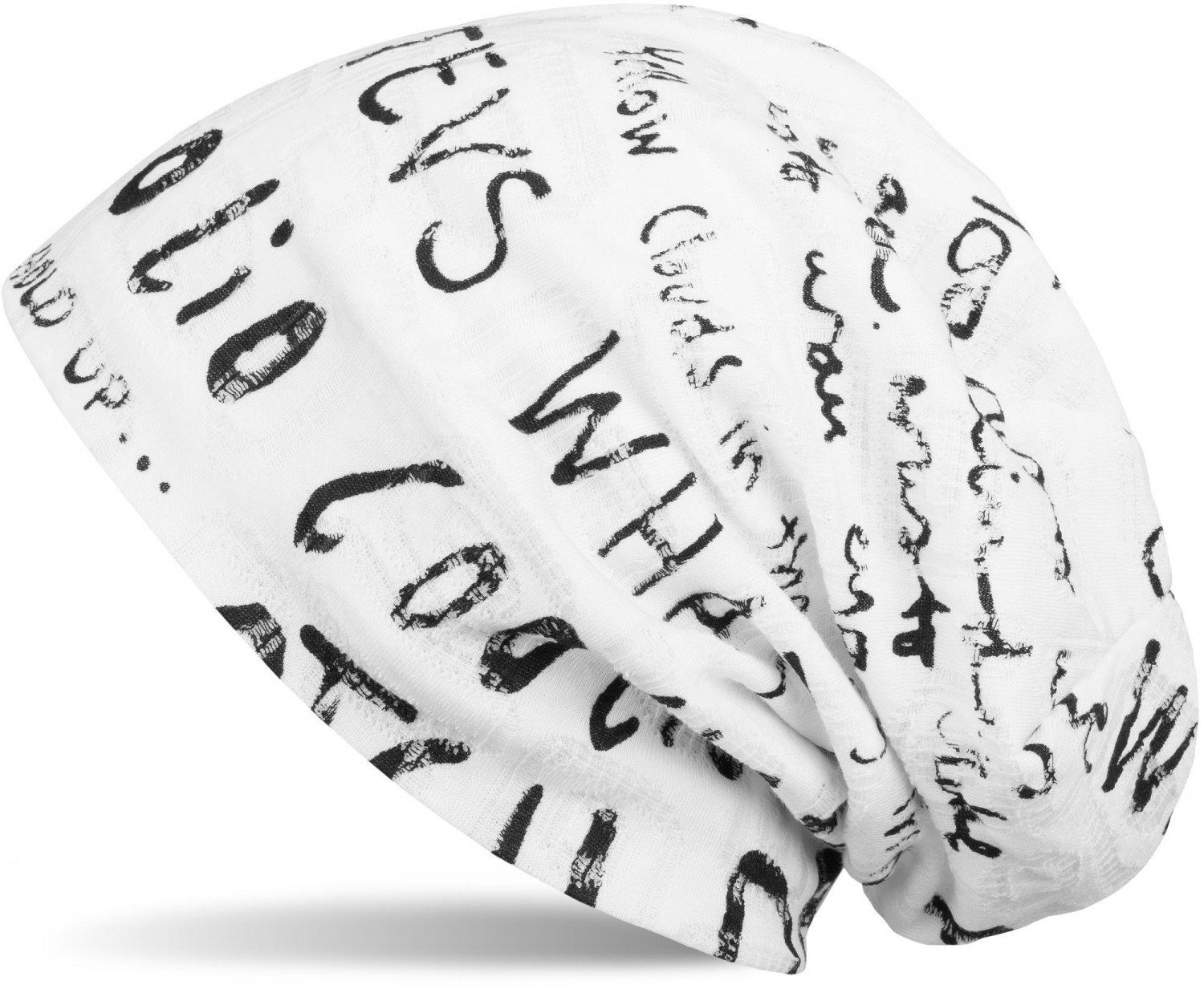 styleBREAKER Beanie (1-St) Beanie mit Schrift im Destroyed Vintage Design Weiß