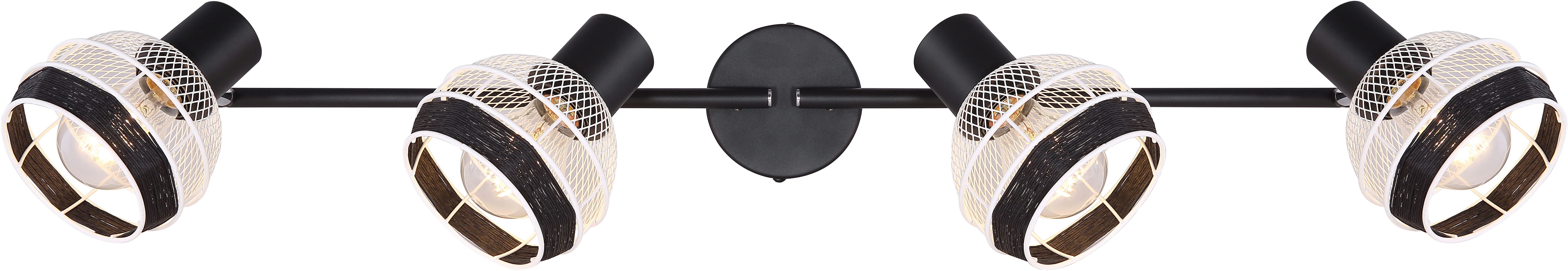 GLOBO LIGHTING Deckenstrahler GRIDDY, ohne Leuchtmittel, Deckenstrahler/schwarz-weiß/Hanf schwarz/Flur/Wohnzimmer