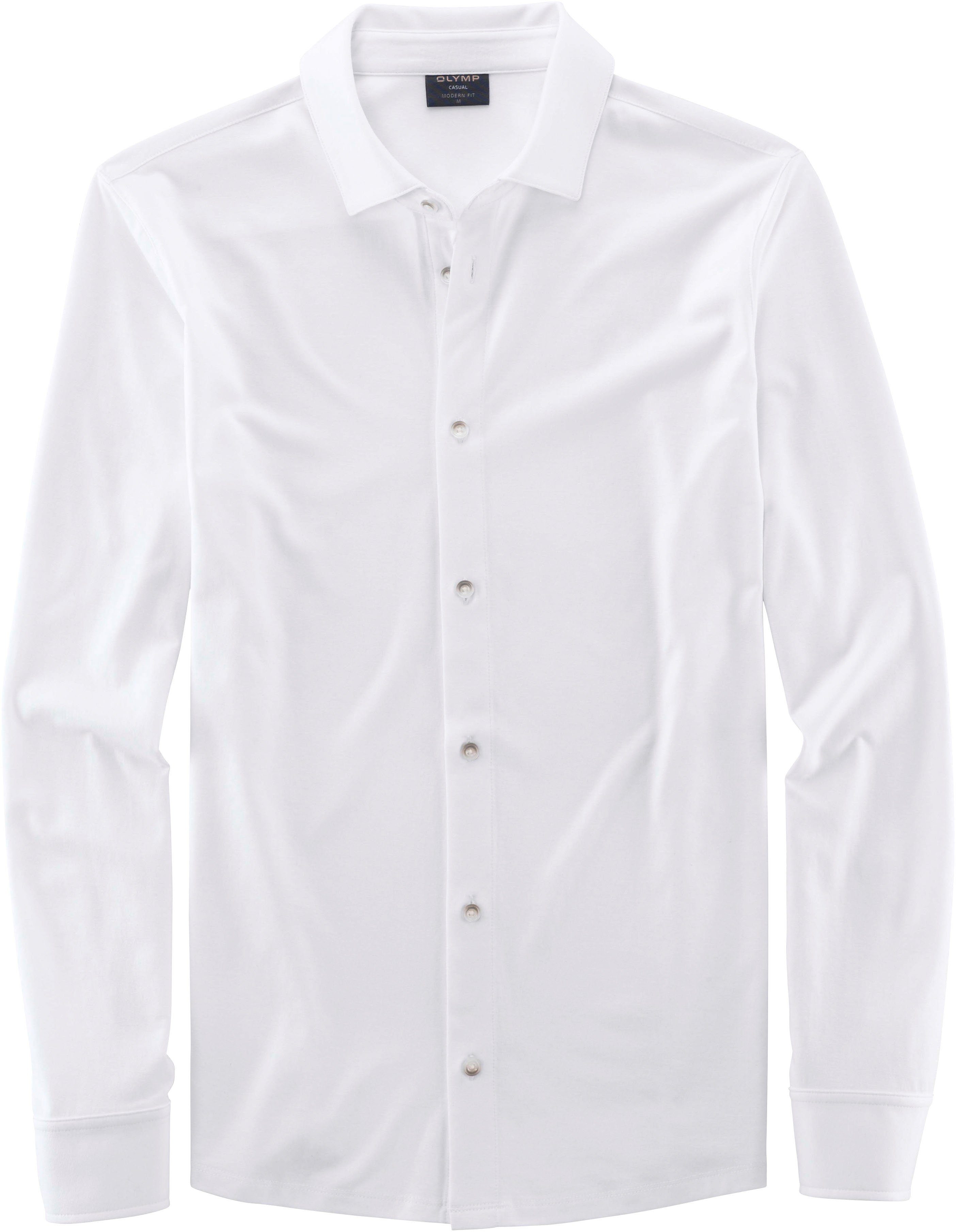 weiss Modern OLYMP Fit Langarm-Poloshirt