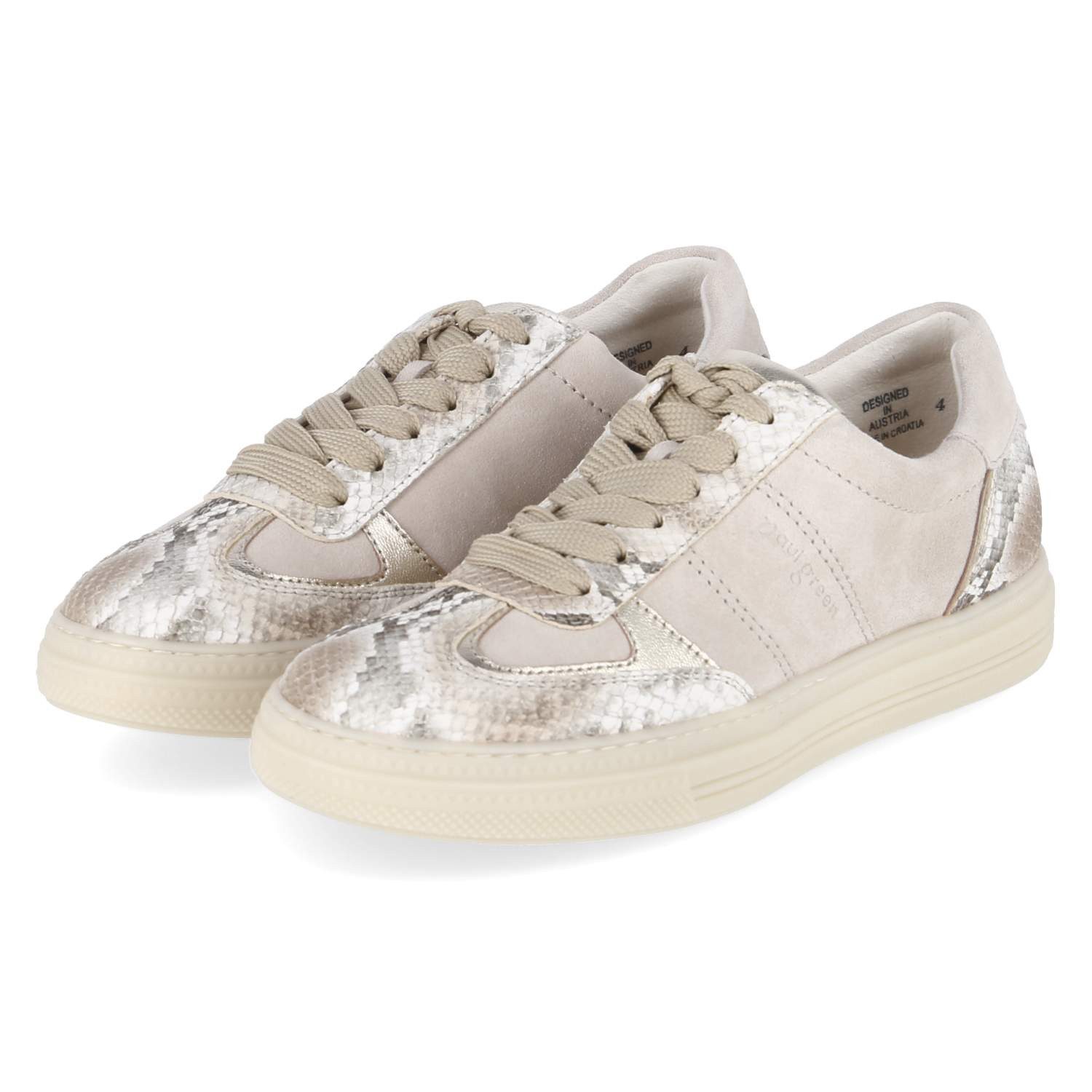 Paul Green 5466-069 Damen Rauleder beige Schnürschuh