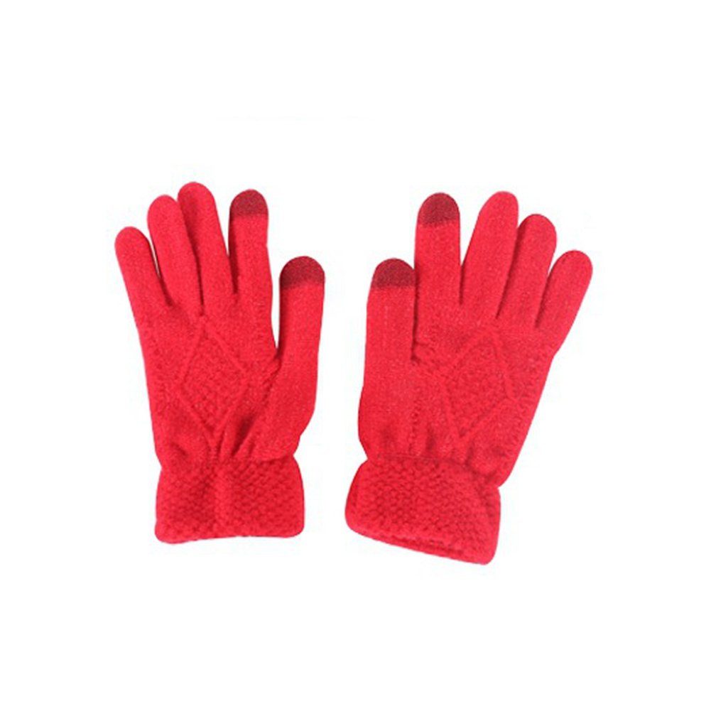 LYDMN und Schal Strickhandschuhe Set,Winterliche Thermohandschuhe 3-teiliges Handschuh, Wärme Mütze Schal rot Wintermütze