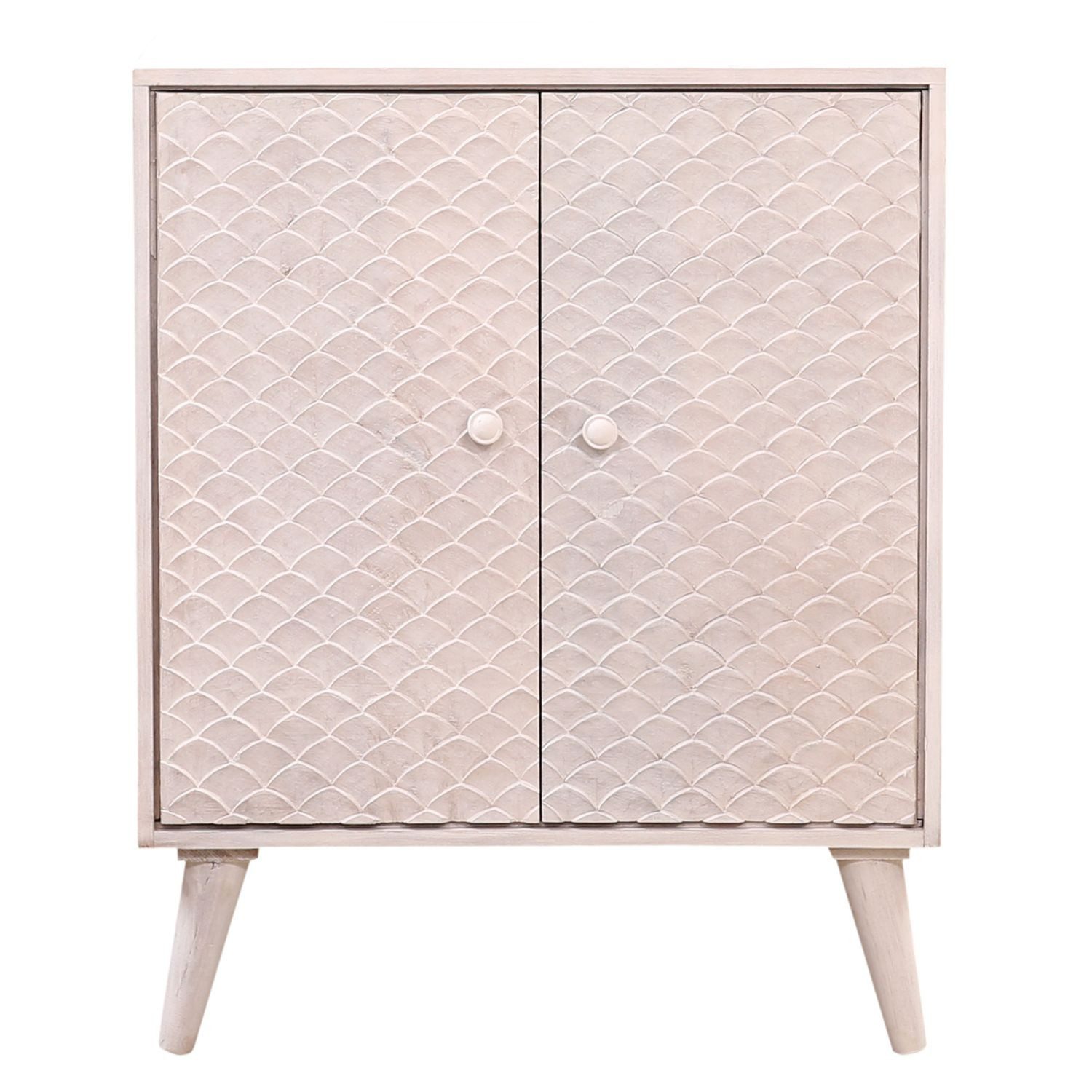 Marrakesch Orient & Mediterran Interior Kommode Boho Sideboard Mathis handgefertigt aus Mangoholz in Weiß 90 cm modern (1 St), Handarbeit