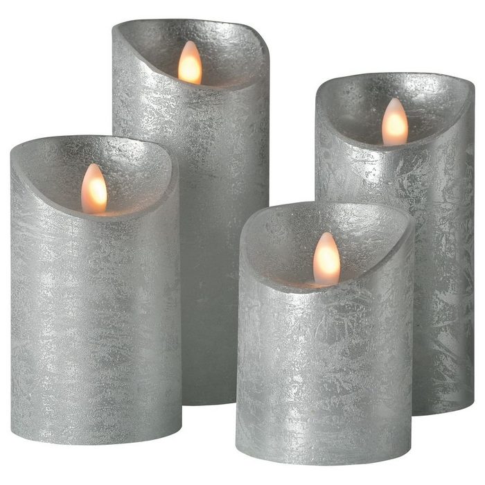 SOMPEX Deckenleuchte LED Kerze Shine Wachs gefrostet in Silber 4er set : Leuchtmittel enthalten: Ja fest verbaut LED warmweiss LED Kerzen