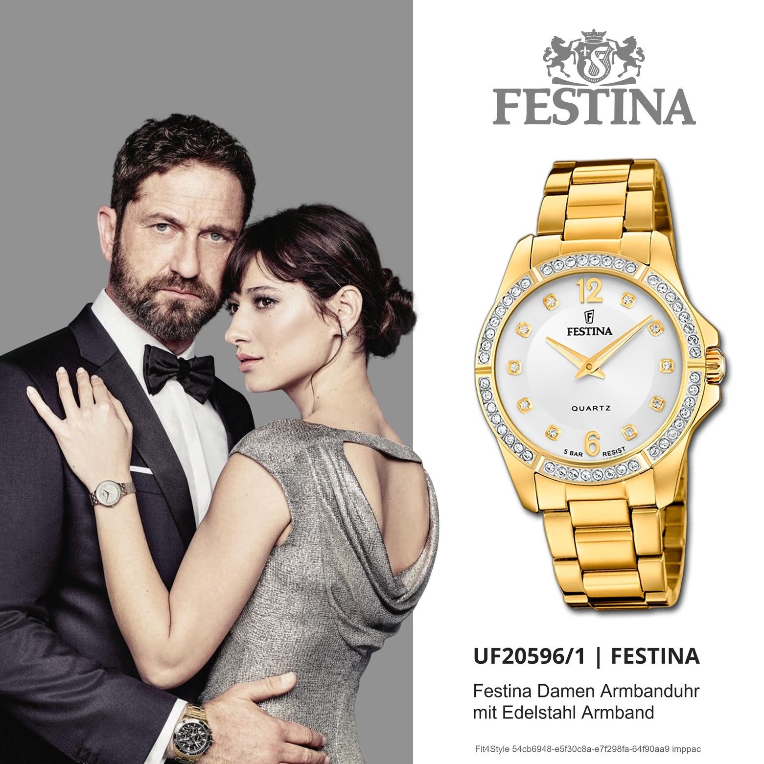 Festina Quarzuhr Festina Damenuhr Mademoiselle, (Analoguhr), Damen Armbanduhr rund, Edelstahlarmband gold, Fashion