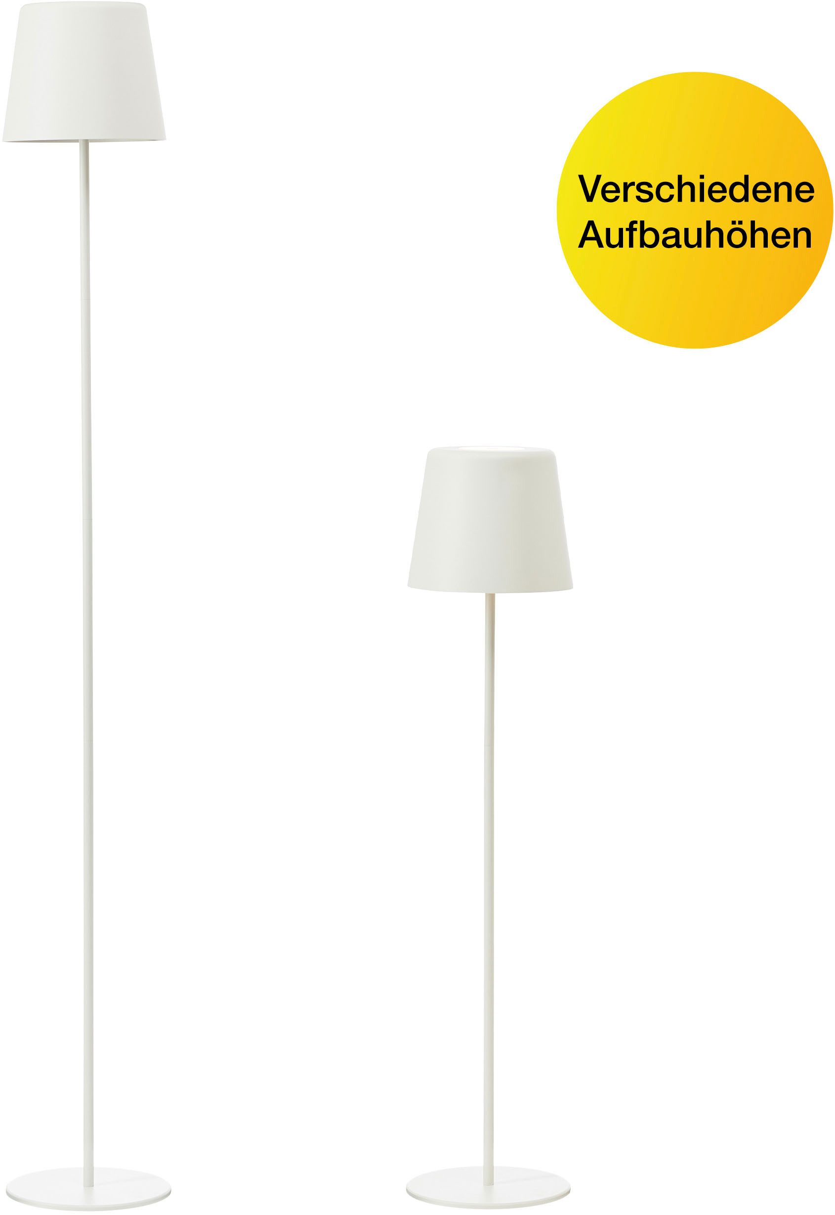 Brilliant LED Außen-Stehlampe Kaami - mobile LED Außen Stehlampe, Dimmfunktion, LED fest integriert, Warmweiß, Akkubetrieben, 129 cm, 350 lm, 3000 K, 3-Stufen dimmbar, Metall