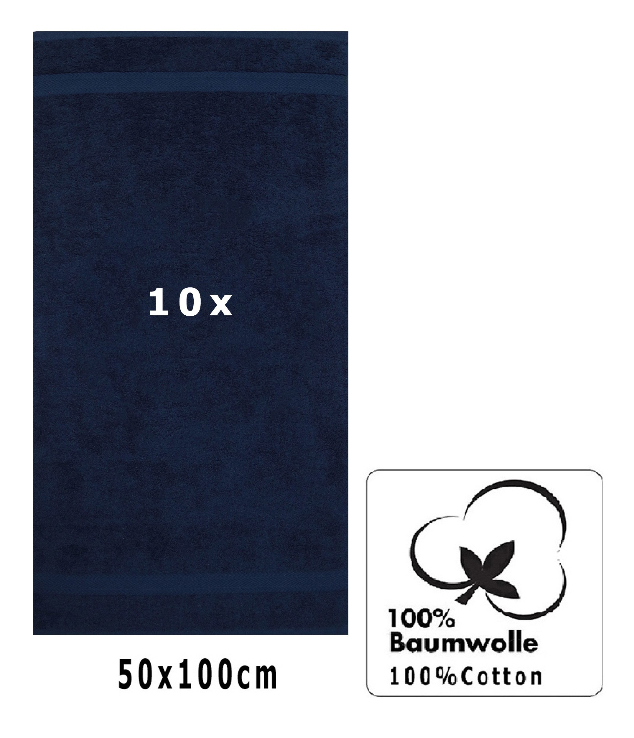Betz Handtücher 10 Stück Handtücher Premium 100% Baumwolle 50x100 cm dunkelblau, 100% Baumwolle (10-St)