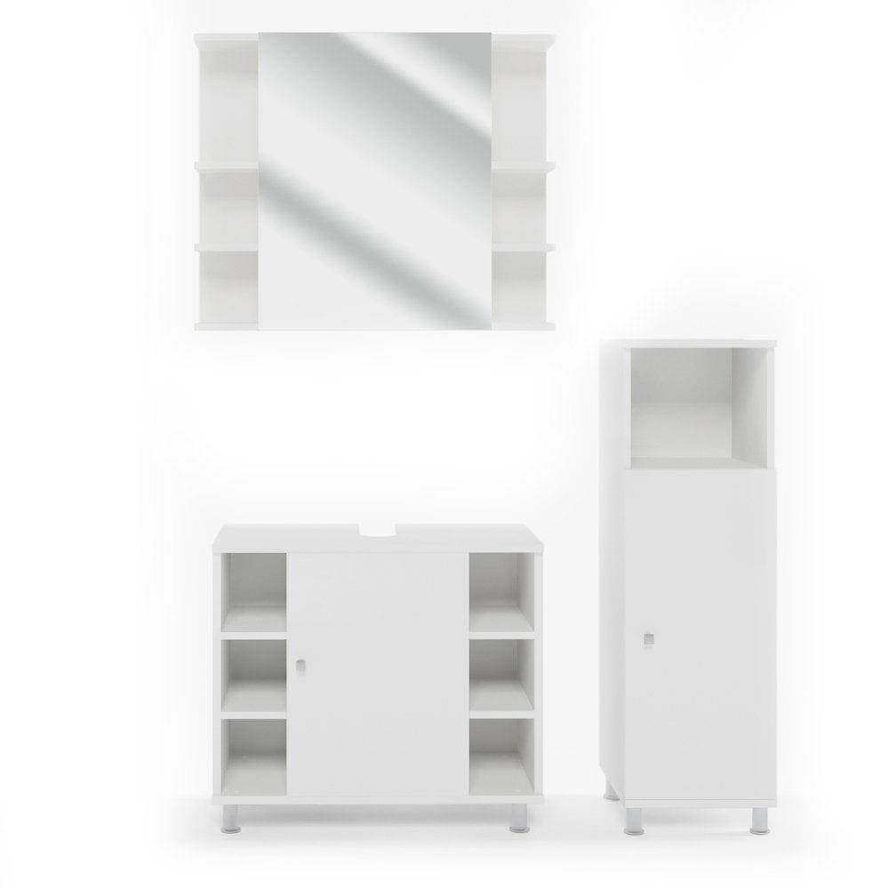 Vicco Badmöbel-Set Fynn, Weiß, 3 Teile, günstig online kaufen