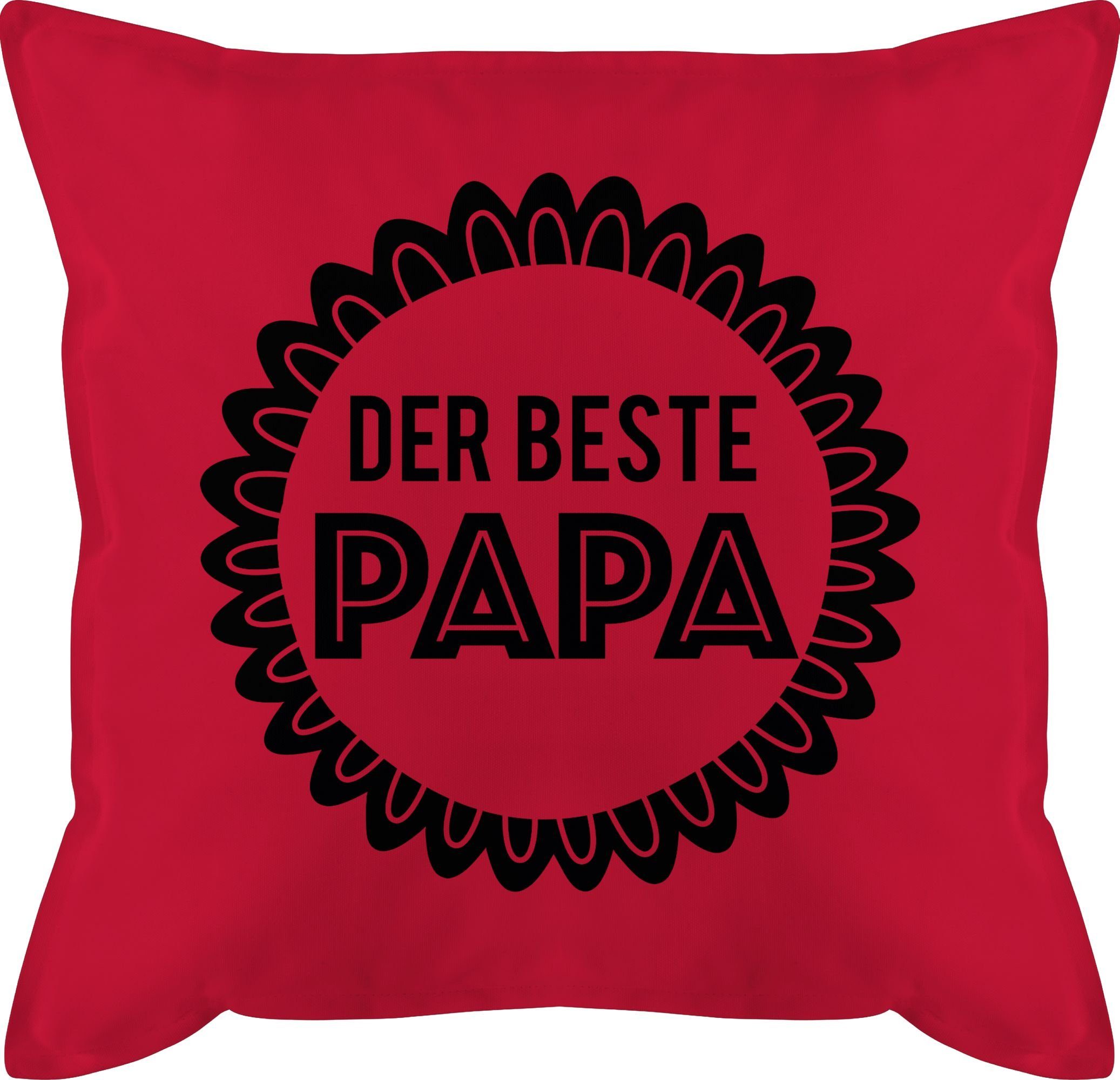Shirtracer beste Vatertagsgeschenk Der 2 Papa Kissen schwarz, Dekokissen Rot