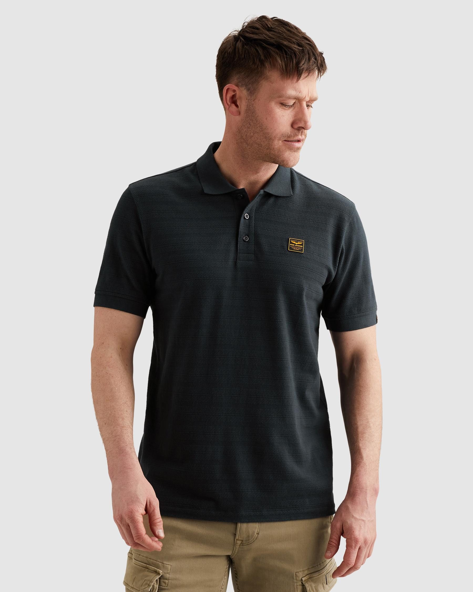 PME LEGEND Poloshirt Short sleeve polo jacquard jersey stripe mit Logo Stickerei