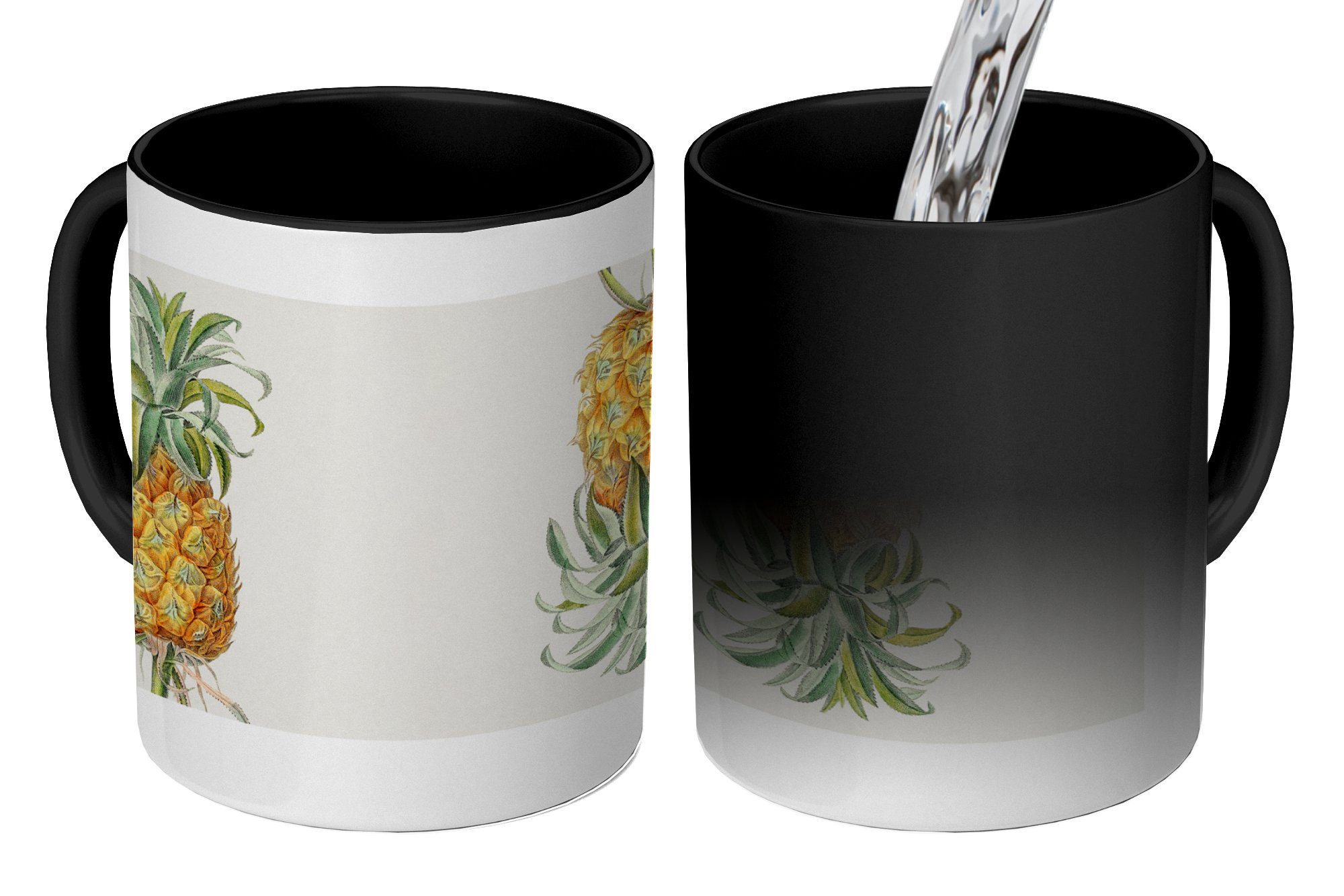 Keramik, Kaffeetassen, - Geschenk MuchoWow Ananas Farbwechsel, Zaubertasse, Obst, Tasse - Lebensmittel Teetasse,