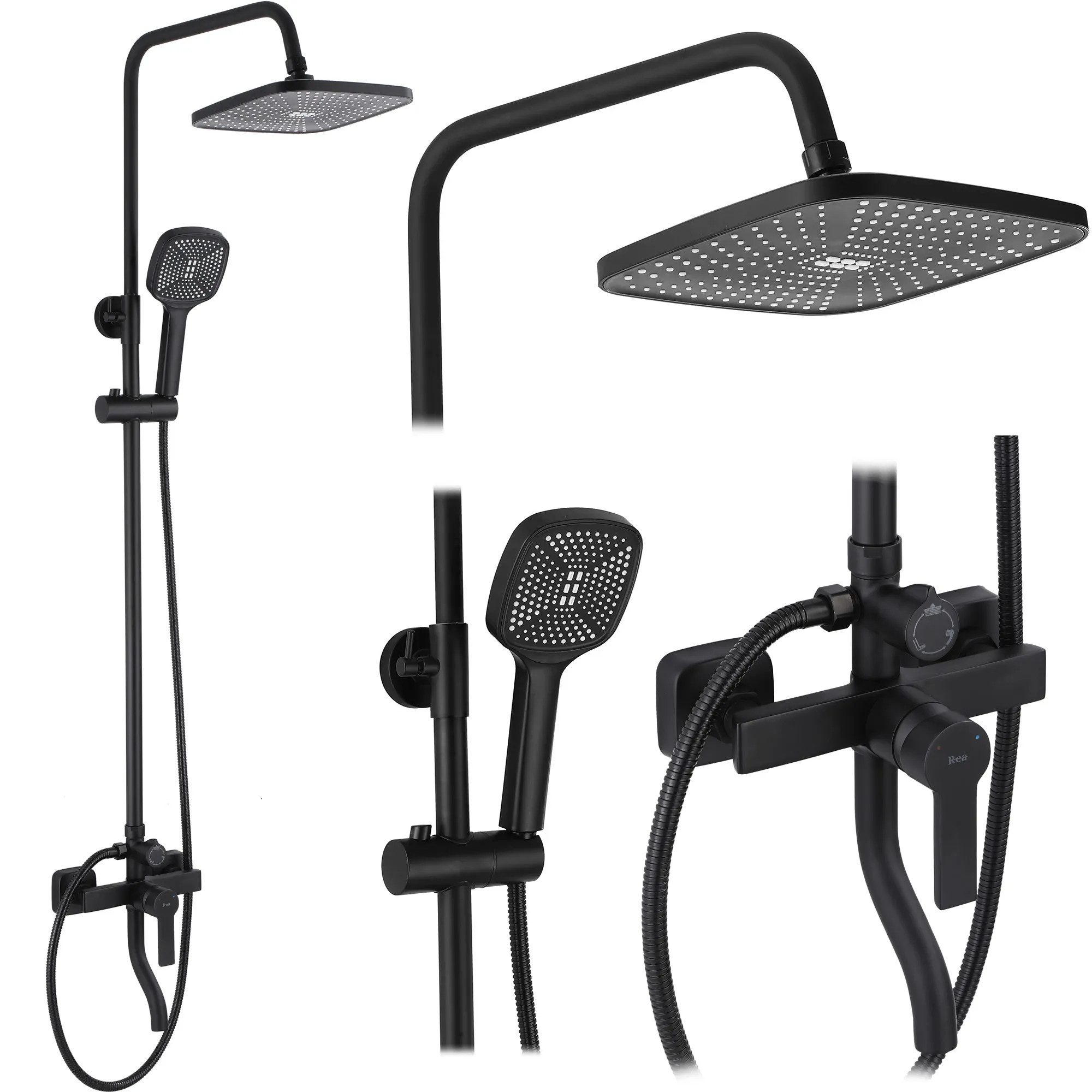 wohnwerk.idee Duschsystem Design Duscharmatur mit Regenbrause und Handbrause