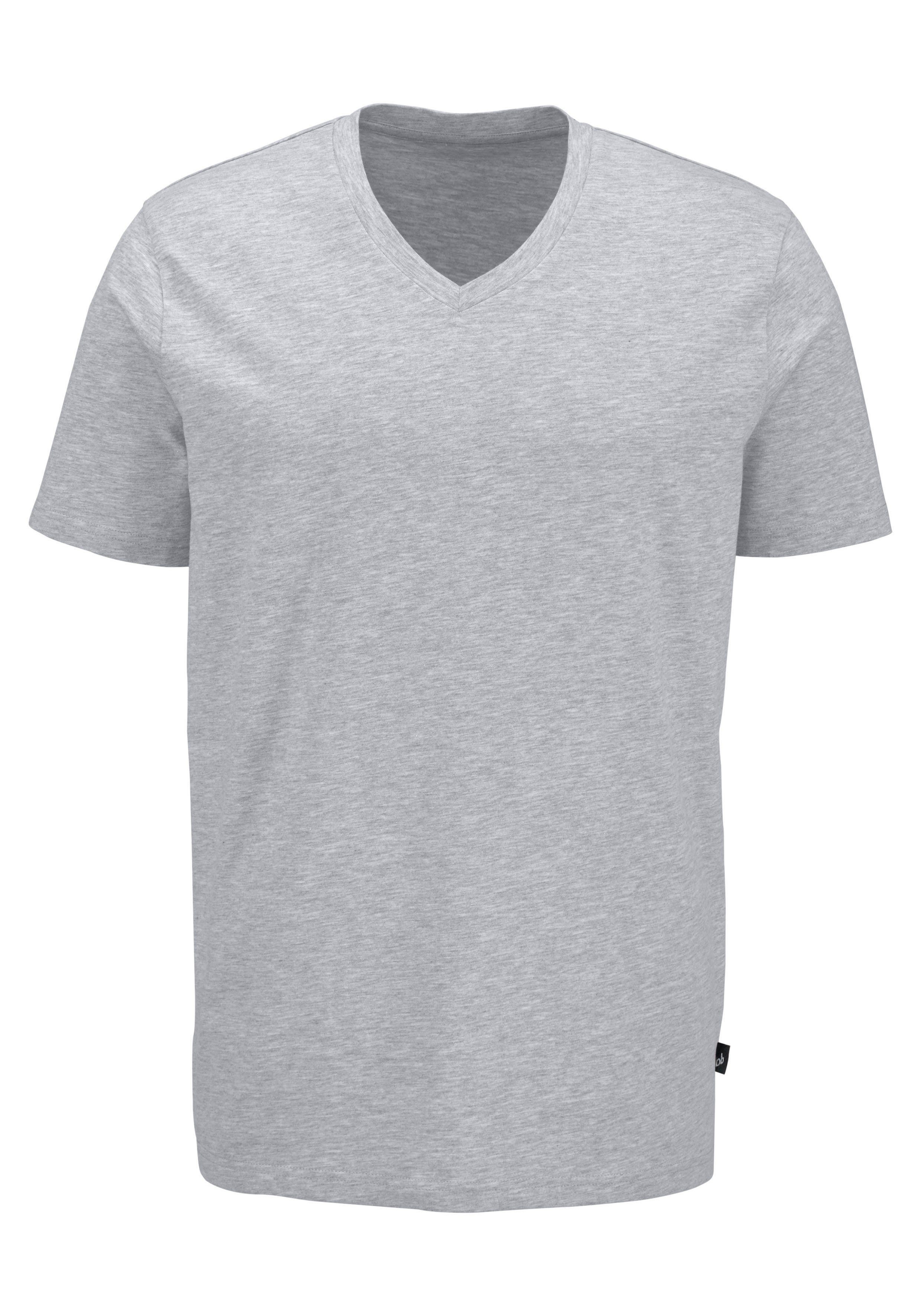 T-Shirt (3-tlg., V-Ausschnitt, elastischer grau-meliert Baumwolle Bruno schwarz, aus Banani 3er-Pack) Passform, weiß, mit perfekte