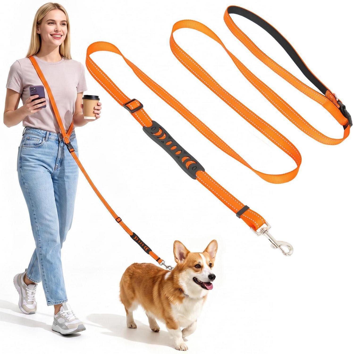 LuxusKollektion Hands-free-Leinen Freihandleine Hundeleine Orange 2,35M für kleine Hunde, Textil (1-tlg)