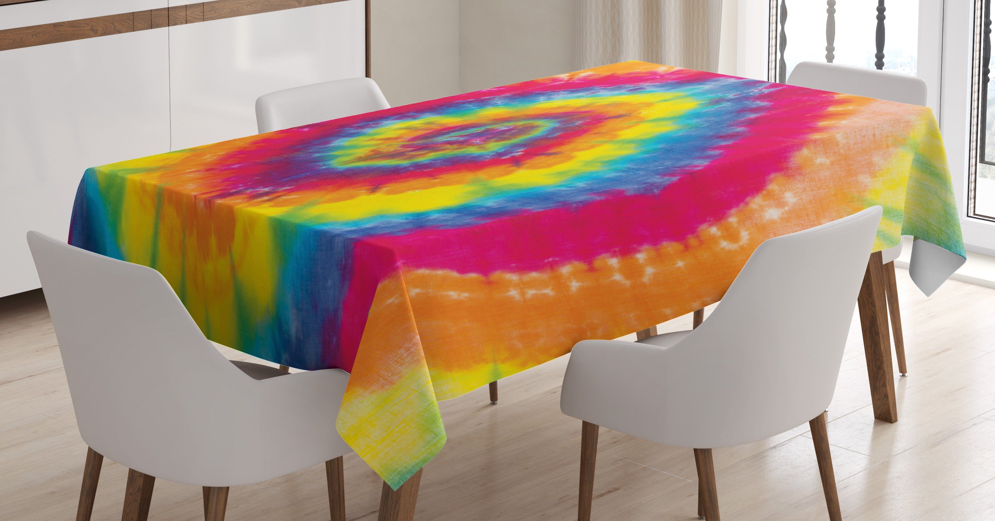 Abakuhaus Tischdecke Farbfest Waschbar Für den Außen Bereich geeignet Klare Farben, Tie Dye Abstrakte bunte Batik | Tischdecken