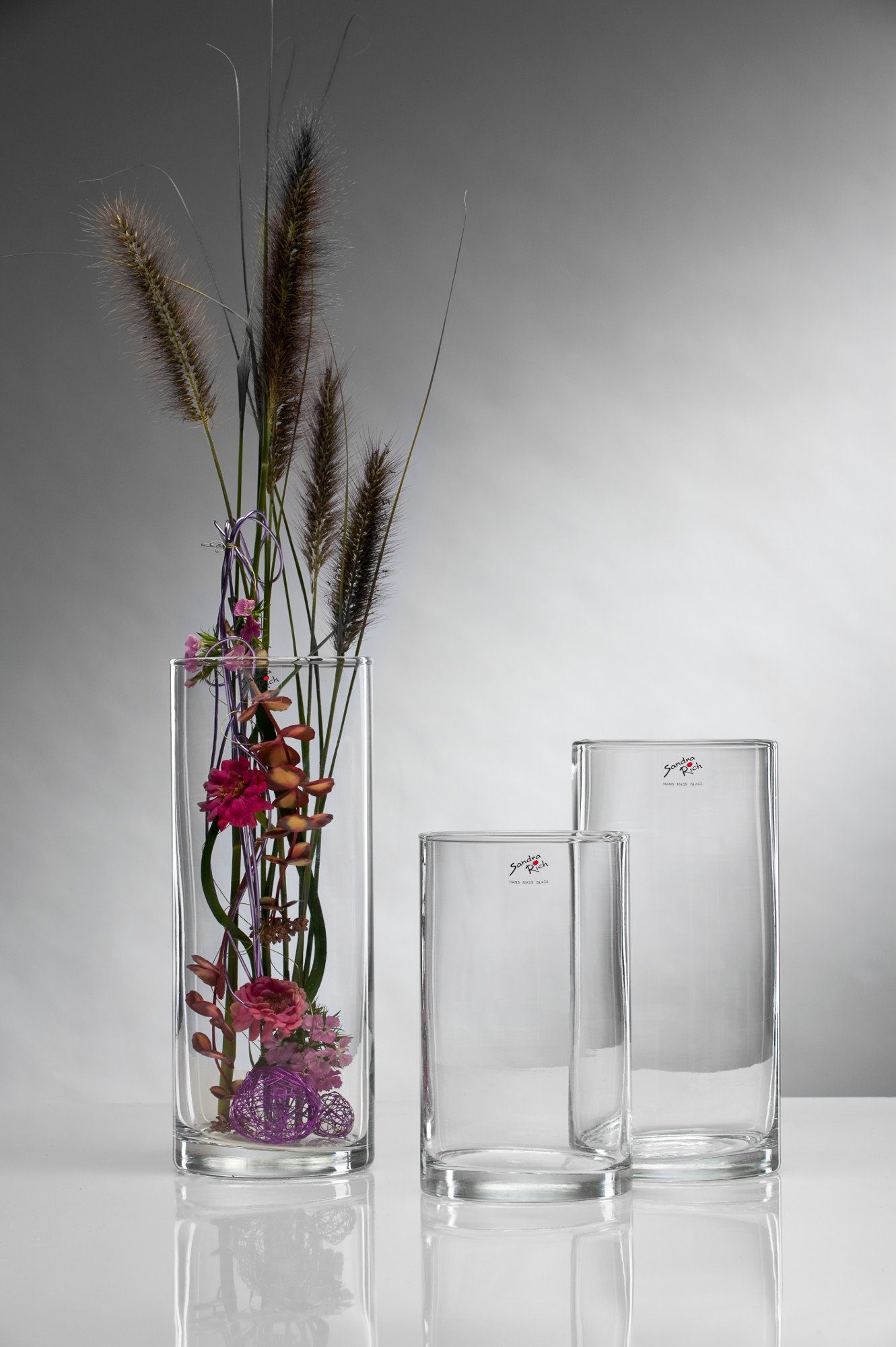 Sandra Rich Dekovase Glasvase Cyli zylindrisch Ø 12 cm - hot cut günstig online kaufen