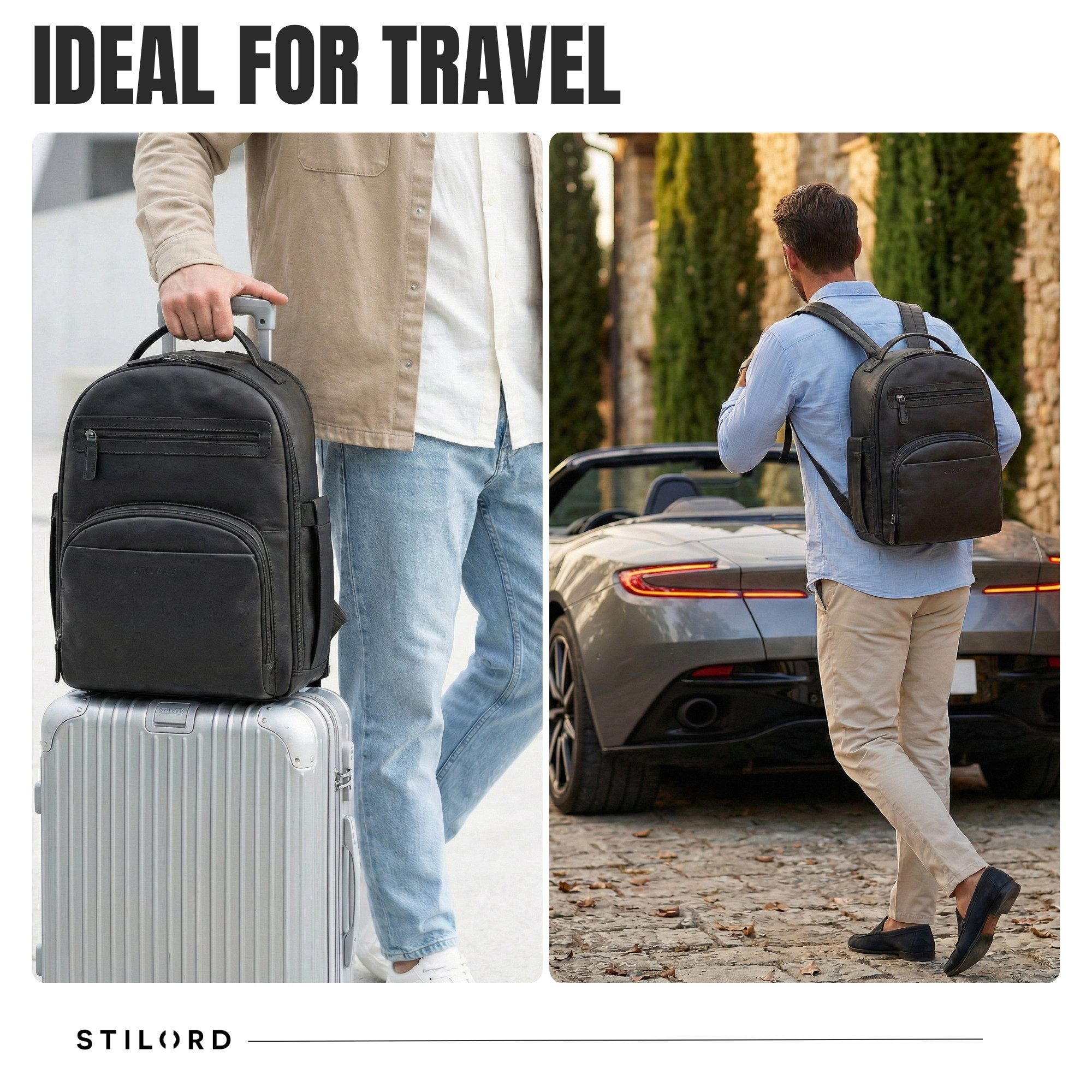 STILORD Notebookrucksack "Paco" Premium Business Rucksack Herren Leder Groß - 15,6 Zoll