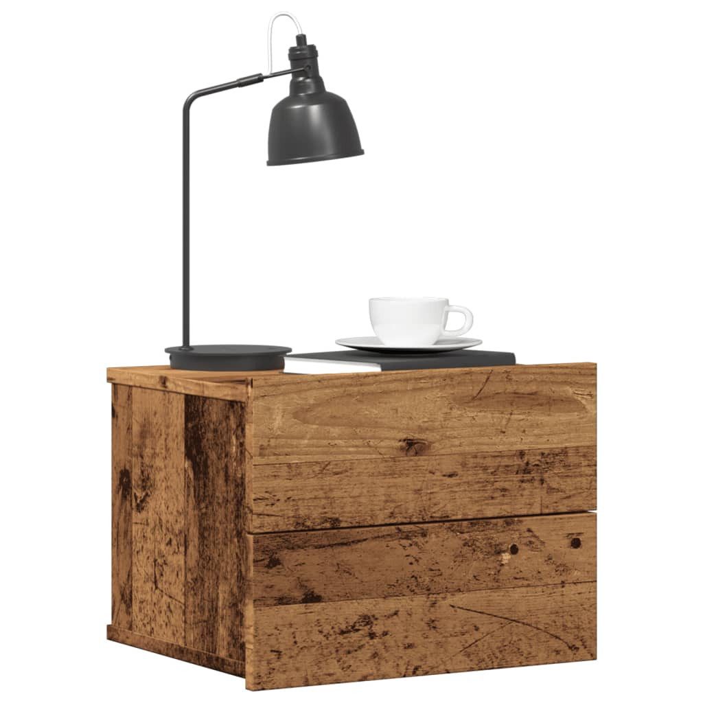 vidaXL Nachttisch NA Wand-Nachttische2er Set Altholz-Optik 40x32x30 cm