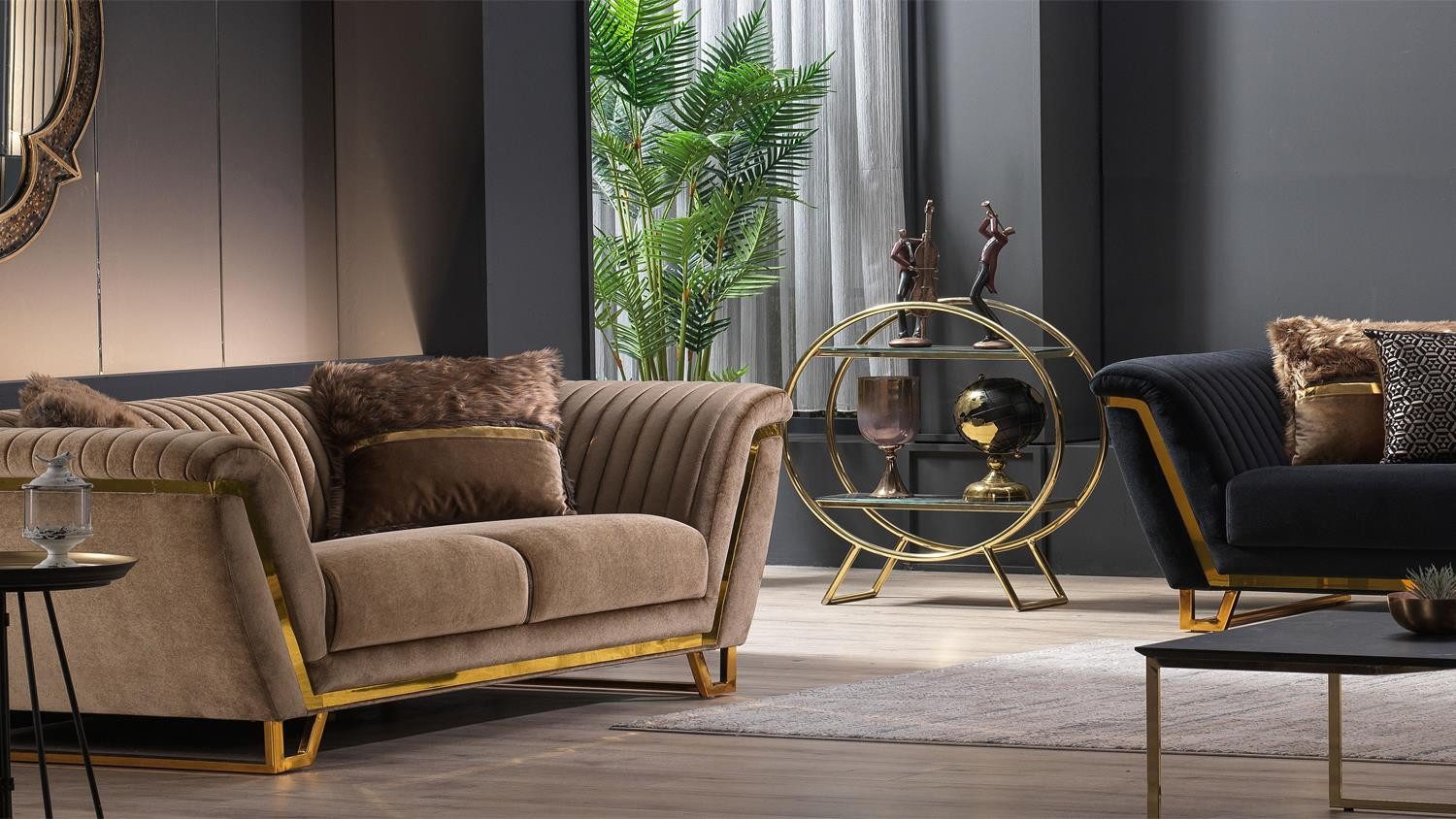 Möbel Akut Sofa 3-Sitzer Sofa Lugaro creme inkl. Kissen ca. 256 cm