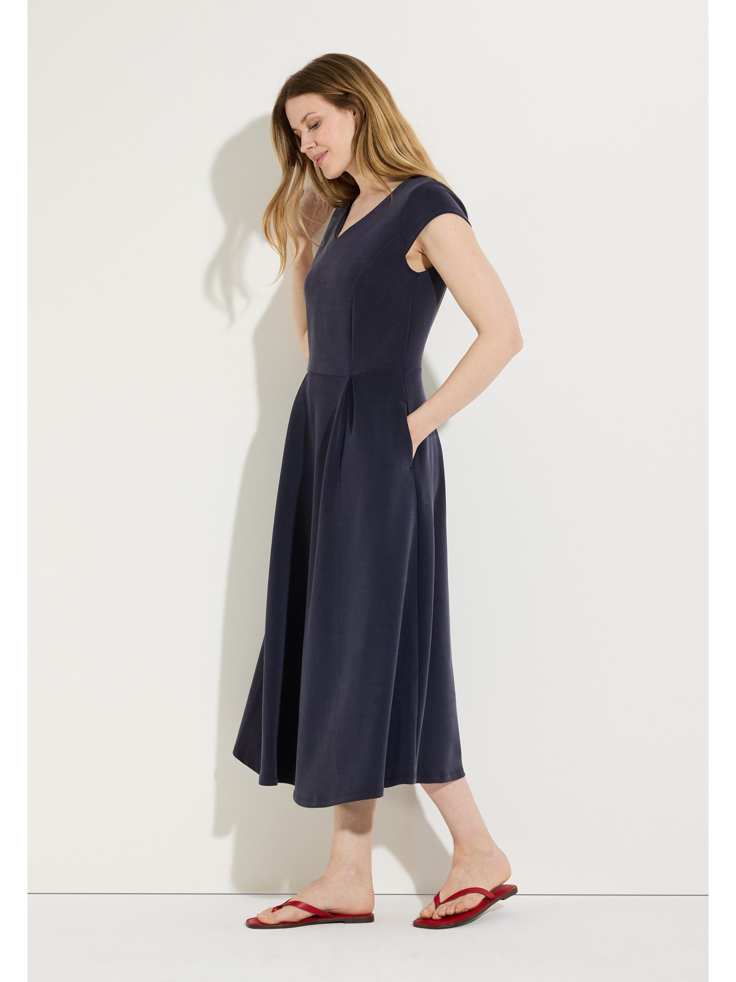 MORE&MORE Blusenkleid cleanes, figurumspielendes Maxikleid