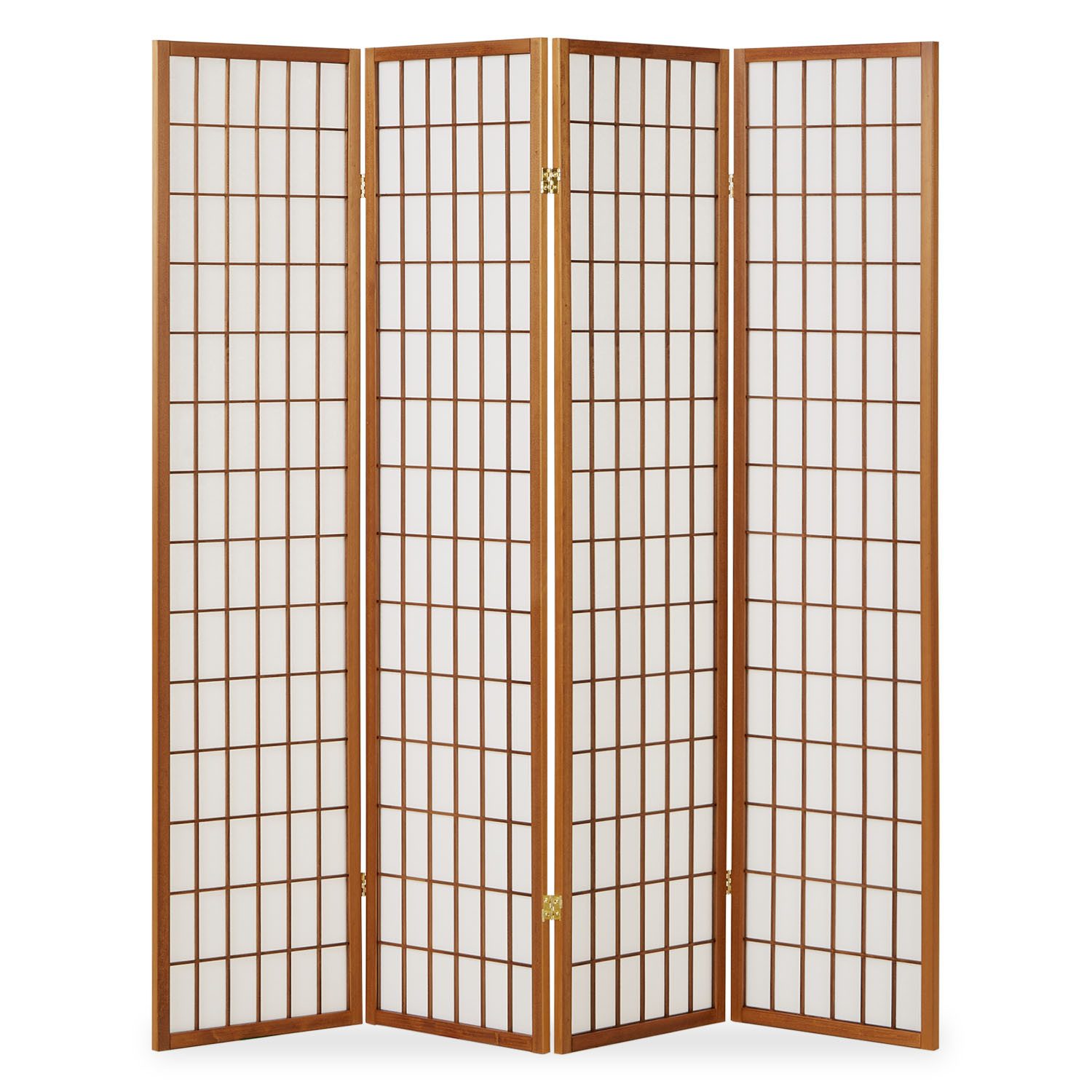 Homestyle4u Paravent Raumteiler Trennwand Shoji Holz Braun Indoor Sichtschutz (4-teilig), faltbar