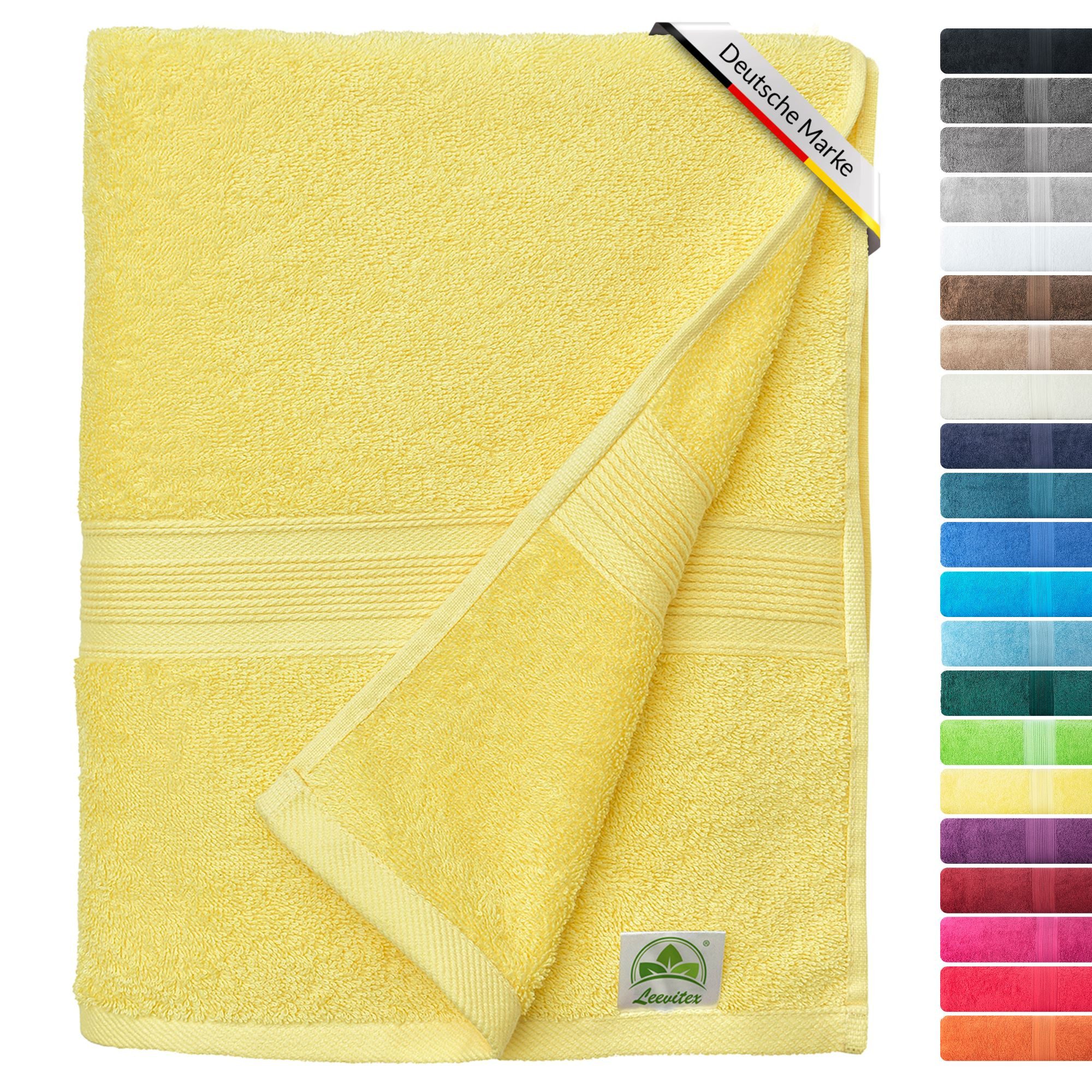 leevitex® Saunatuch, 80x200 cm, 100% Baumwolle, saugstark und fusselfrei, Frottee (1-St), OEKO-TEX® STANDARD 100 zertifiziert, gestreifte Bordüre