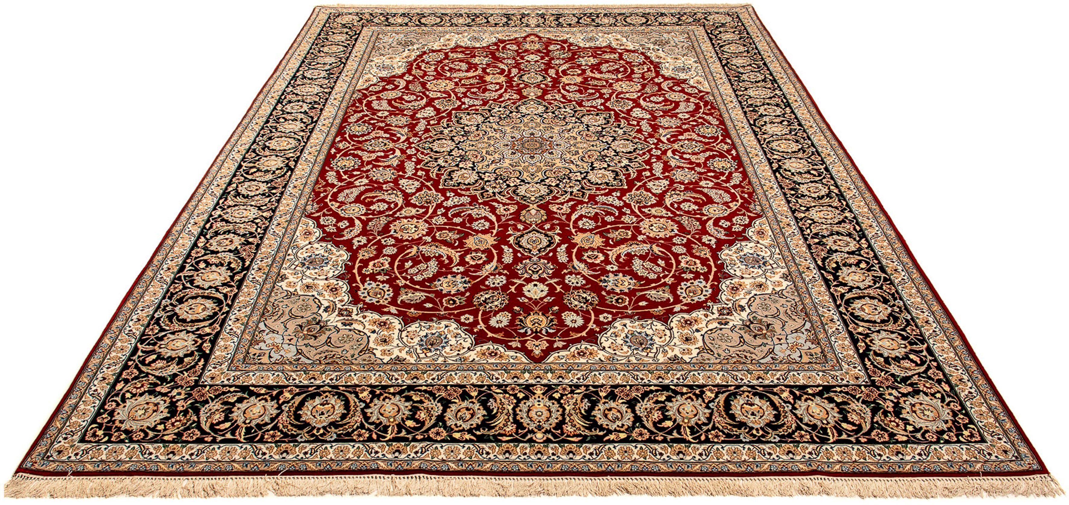 Orientteppich Perser - Isfahan - Premium - 370 x 253 cm - dunkelrot, morgenland, rechteckig, Höhe: 6 mm, Wohnzimmer, Handgeknüpft, Einzelstück mit Zertifikat