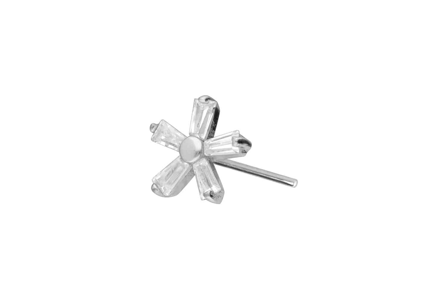 PIERCINGLINE Piercing-Set Titan Aufsatz mit Push Pin KRISTALLBLUME (Push Pins, 1-tlg)