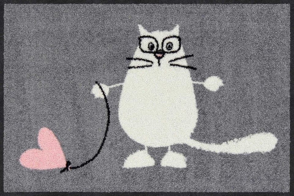 Salonloewe Fußmatte Fußmatte 50 x 75 cm Nelli the Cat grau Salonloewe Fußmatte Fußmatte 50 x 75 cm Nelli the Cat grau