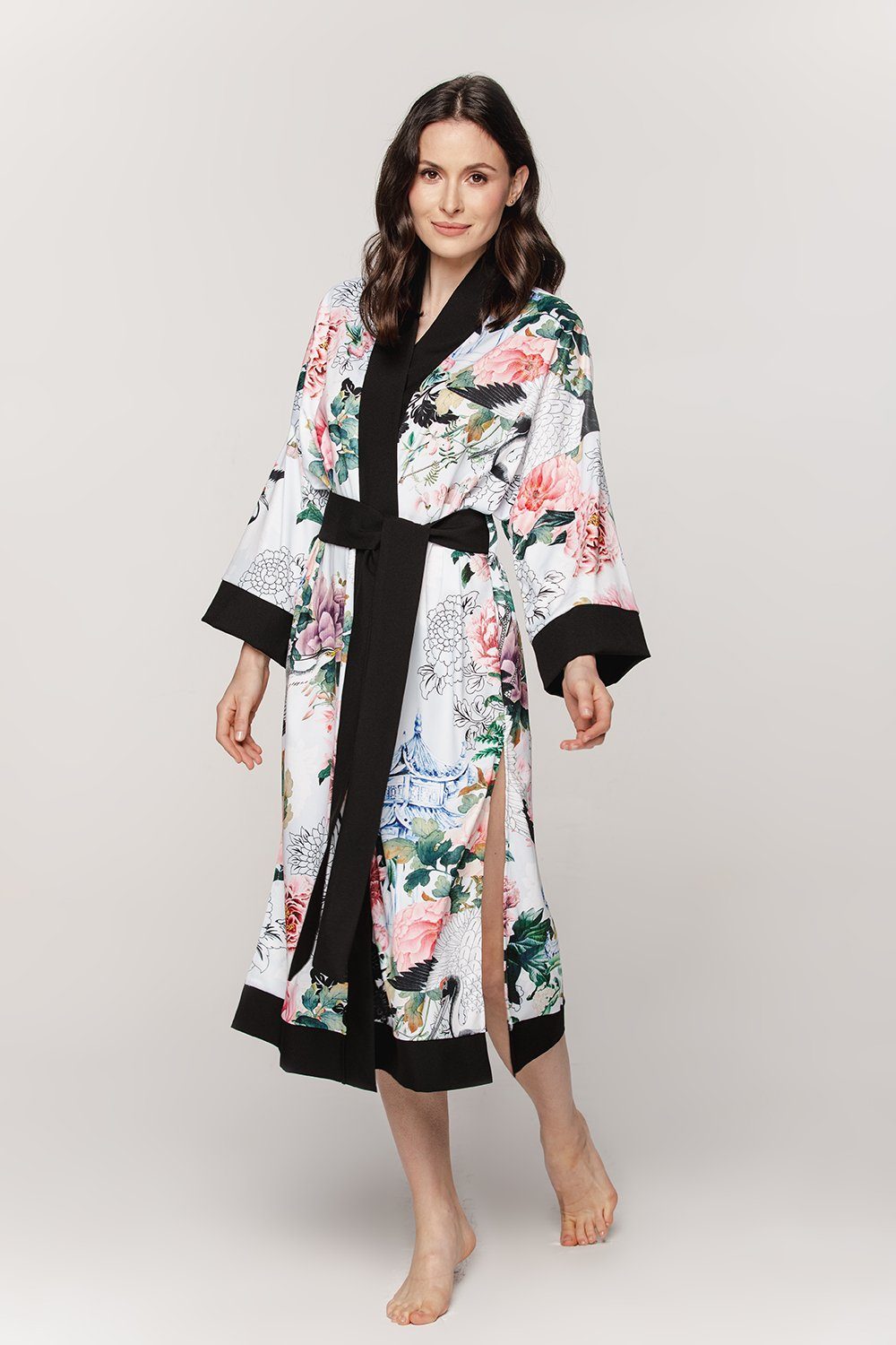 BABEES Kimono Hausmantel Damen Bademantel Strandkleid Kimono Orient Morgenrock