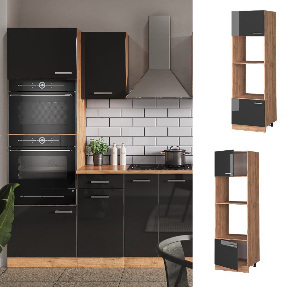 Vicco Mikrowellenumbauschrank R-Line, Anthrazit Hochglanz/Goldkraft Eiche, günstig online kaufen