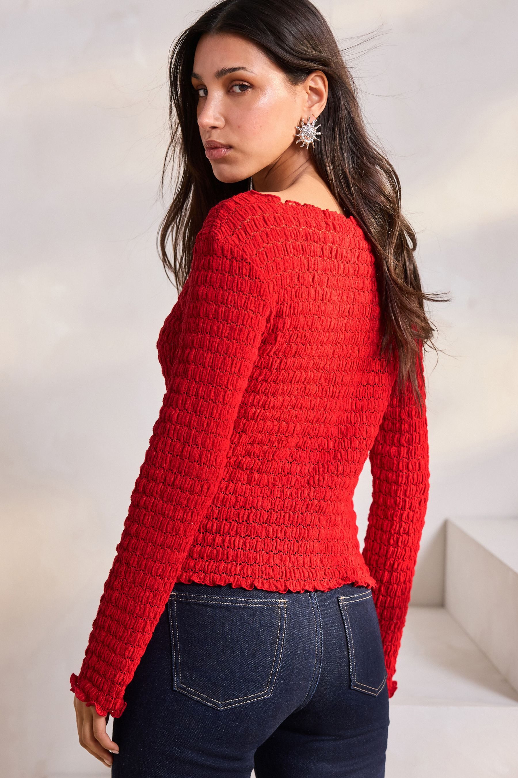 Next Langarmshirt Strukturiertes Langarmshirt (1-tlg) günstig online kaufen