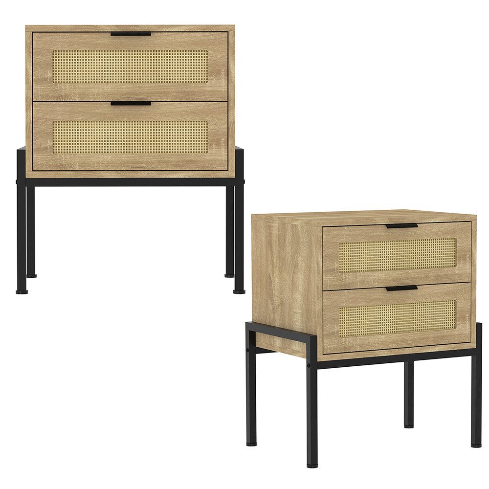 WAOHO Nachttisch Nachttisch Rattan, 2 Schubladen, günstig online kaufen