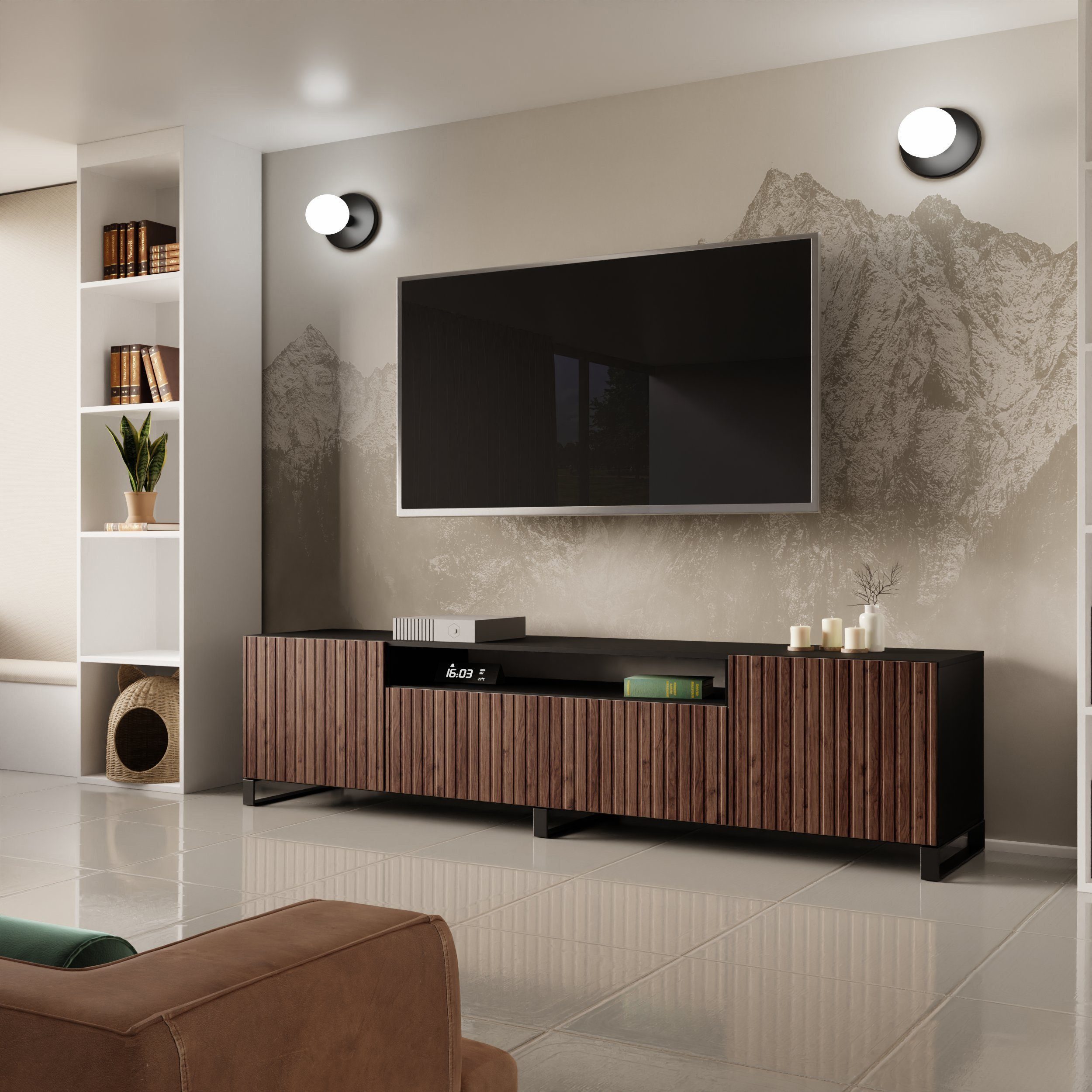 Beautysofa TV-Schrank Modernes RTV-Kabinett mit gefrästen günstig online kaufen