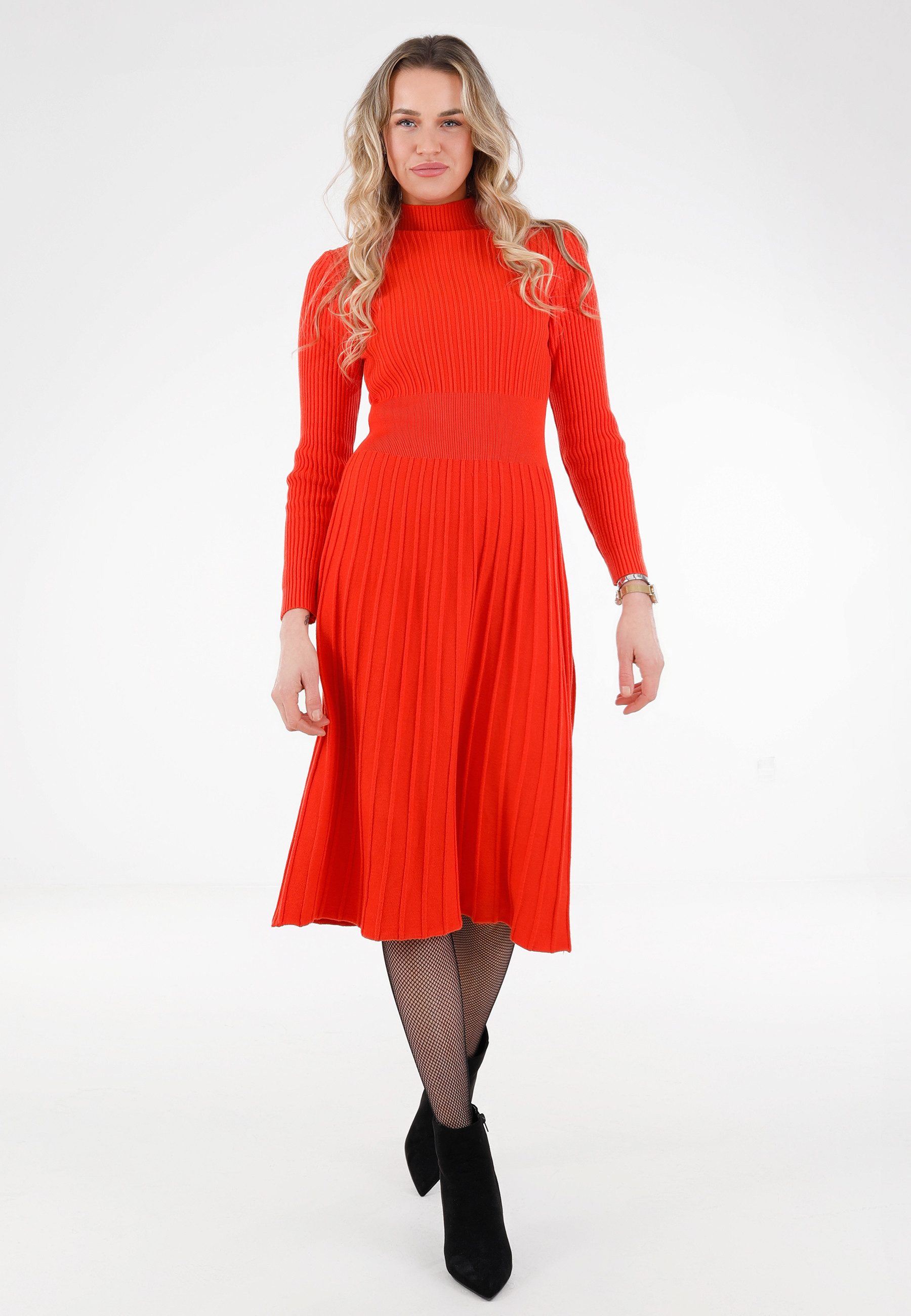 YC Fashion & Style Strickkleid tailliert mit ausgestelltem Rock – elegant und bequem Basic