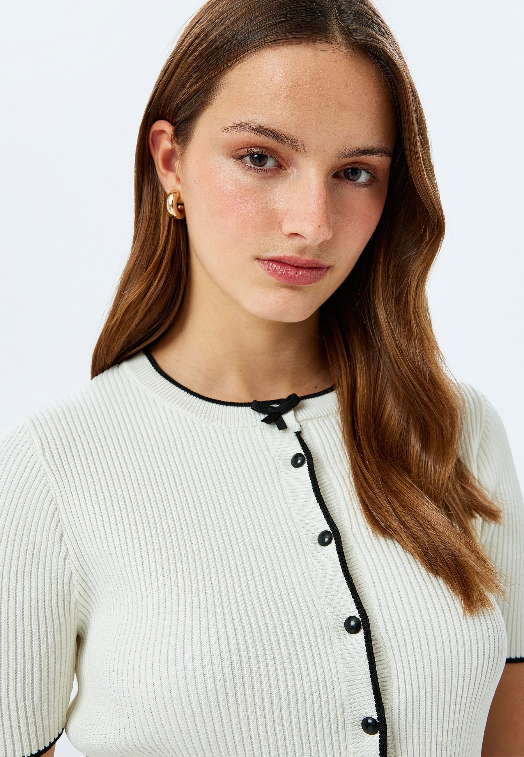Cardigan Rundhalsausschnitt Mit Schleife Cardigan