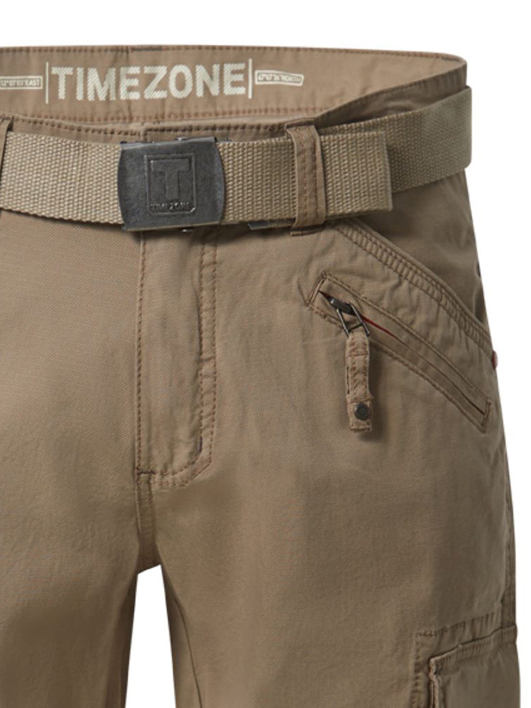 TIMEZONE Cargoshorts Loose Fit Cargo Gürtel Zip-Fly Beintaschen für Herren (1-tlg) Baumwolle Loose Fit 3-4 Ärmel Einfarbig atmungsaktiv