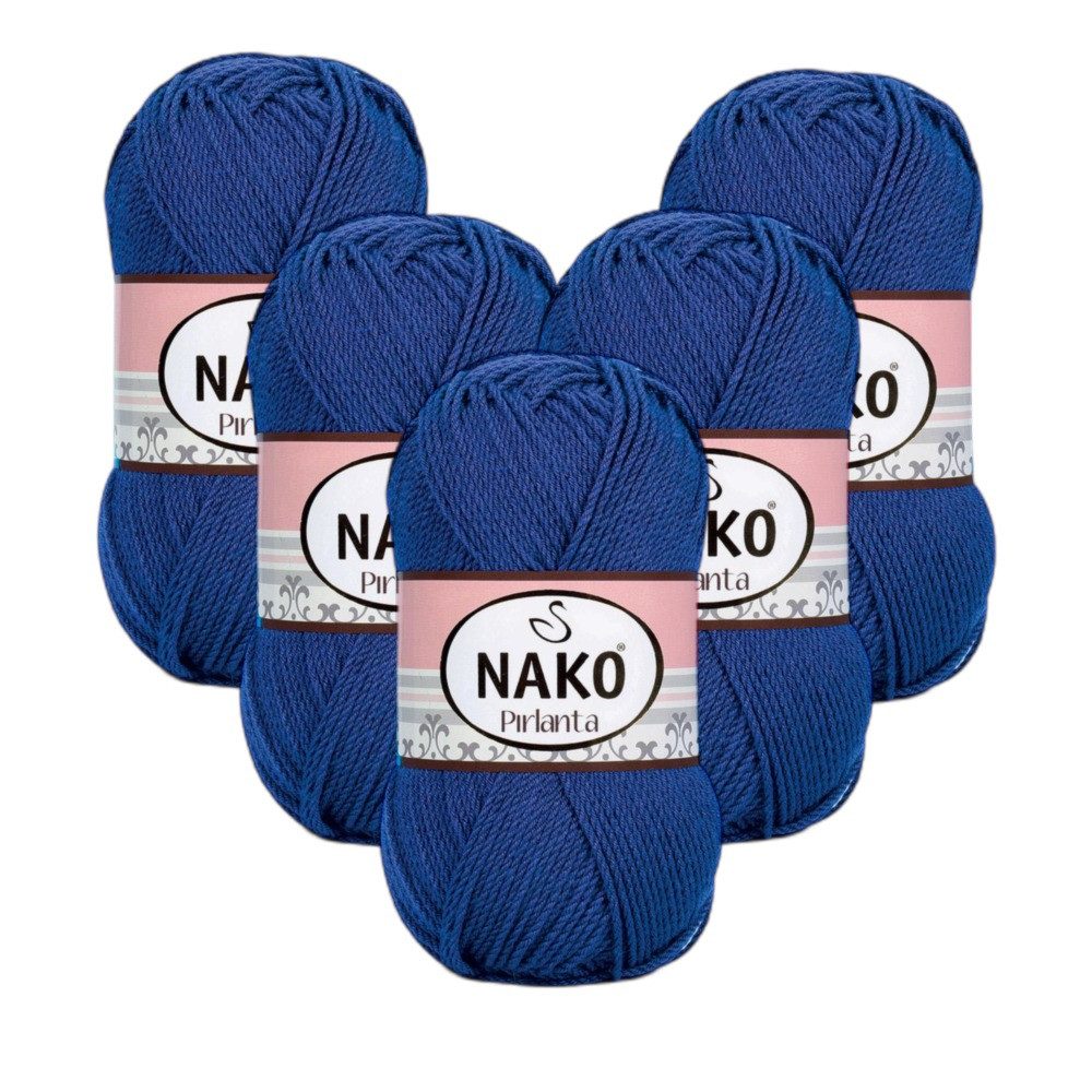 NAKO 5 x NAKO Pirlanta Häkelwolle, 225 m, Häkelgarn,Strickgarn,Amigurumi,Strickwolle