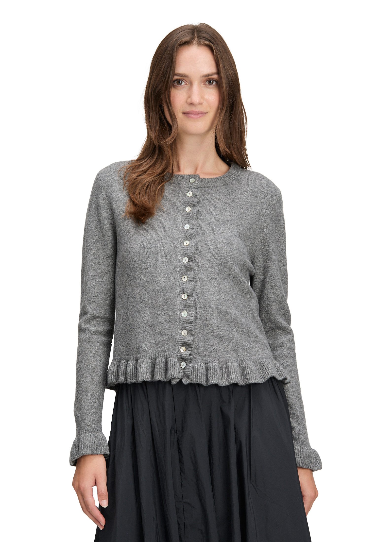 Cartoon Strickjacke Damen Cardigan mit Rüschen günstig online kaufen