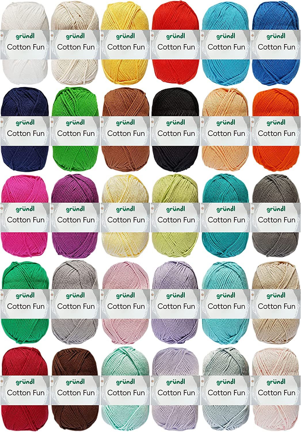 Häkelwolle 10x50 Gramm Gründl Cotton Fun Wollset bunt Bunt gemischt