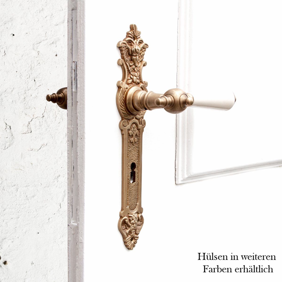 Antikas Türbeschlag Drückergarnitur für Zimmertüren - Porzellangriff, BB72, Messing