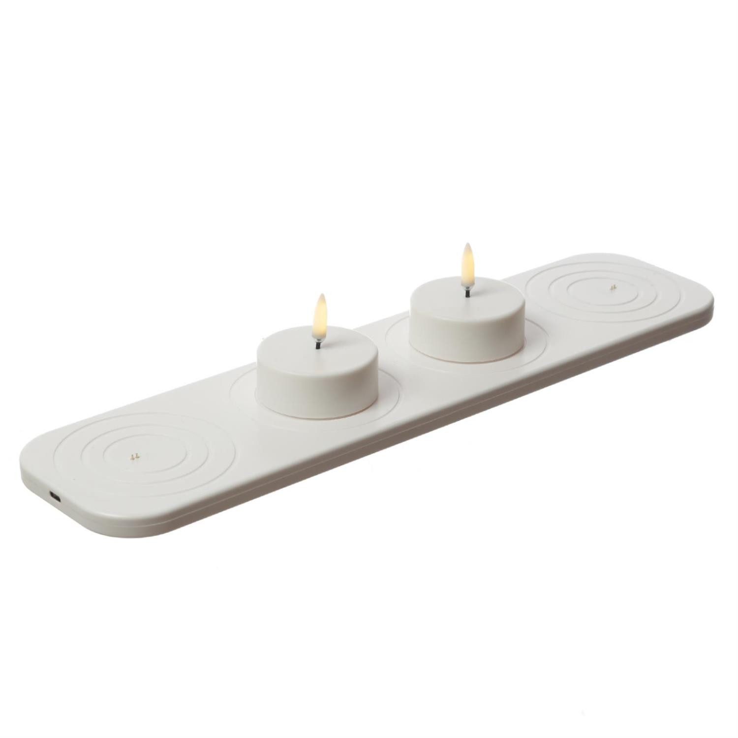 UYUNI Lighting LED-Kerze LED Maxi Teelichter 2 Stück mit Ladestation Timer aufladbar Außen Deko (3-tlg)