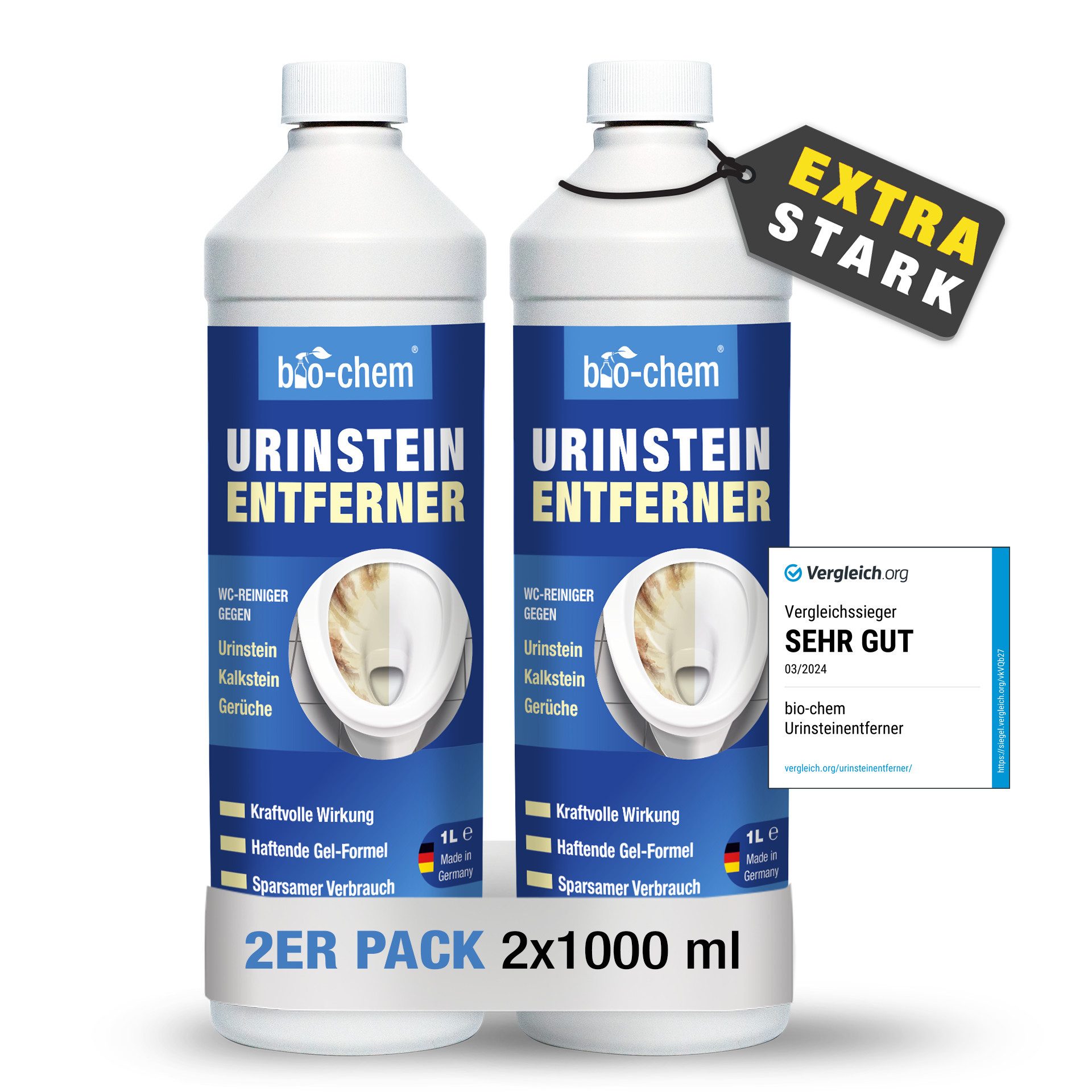 bio-chem Urinsteinentferner EXTRA STARK 2x1000 ML inkl. Schrägdüse WC-Reiniger