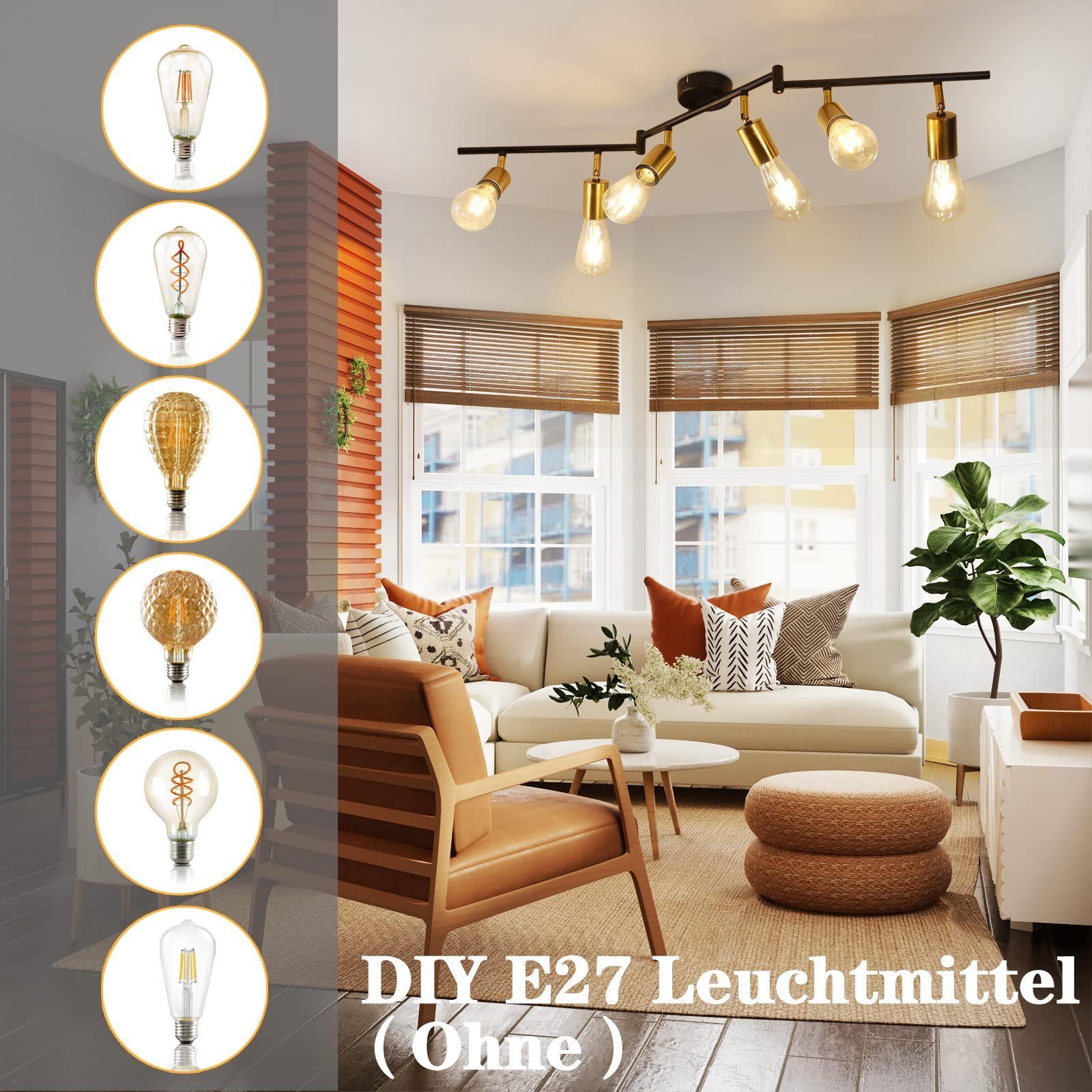 Nettlife Deckenstrahler 4 Flammig E27 Retro schwarz gold Deckenstrahler, 33 günstig online kaufen