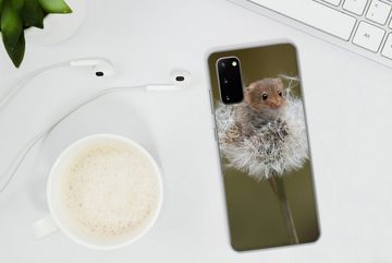 MuchoWow Handyhülle Maus - Jung - Blumen, Phone Case, Handyhülle Samsung Galaxy S20, Silikon, Schutzhülle
