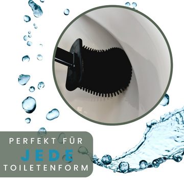 GarPet WC-Garnitur 2x Klobürste Silikon schwarz Set Wandmontage Toilettenbürste