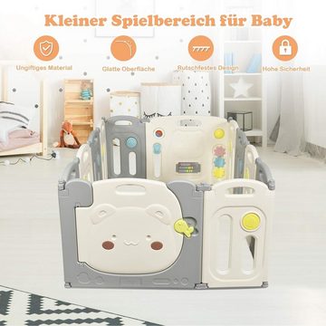 KOMFOTTEU Laufstall Baby (12-tlg), mit Tür Beleuchtung und Spielzeug