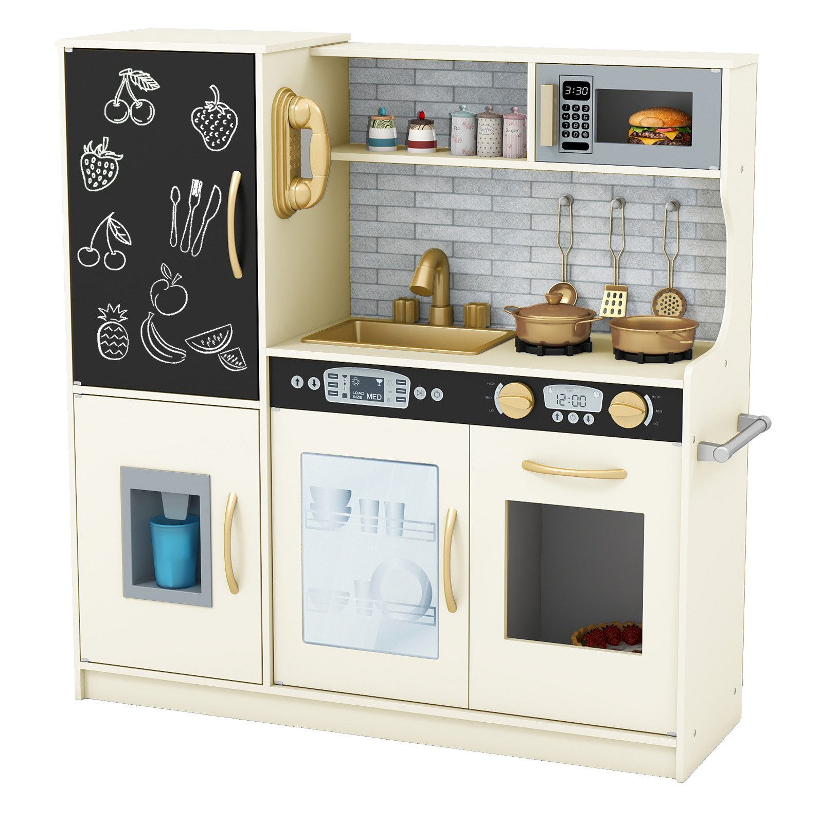 COSTWAY Spielküche Kinderküche, mit Zubehör & Tafel