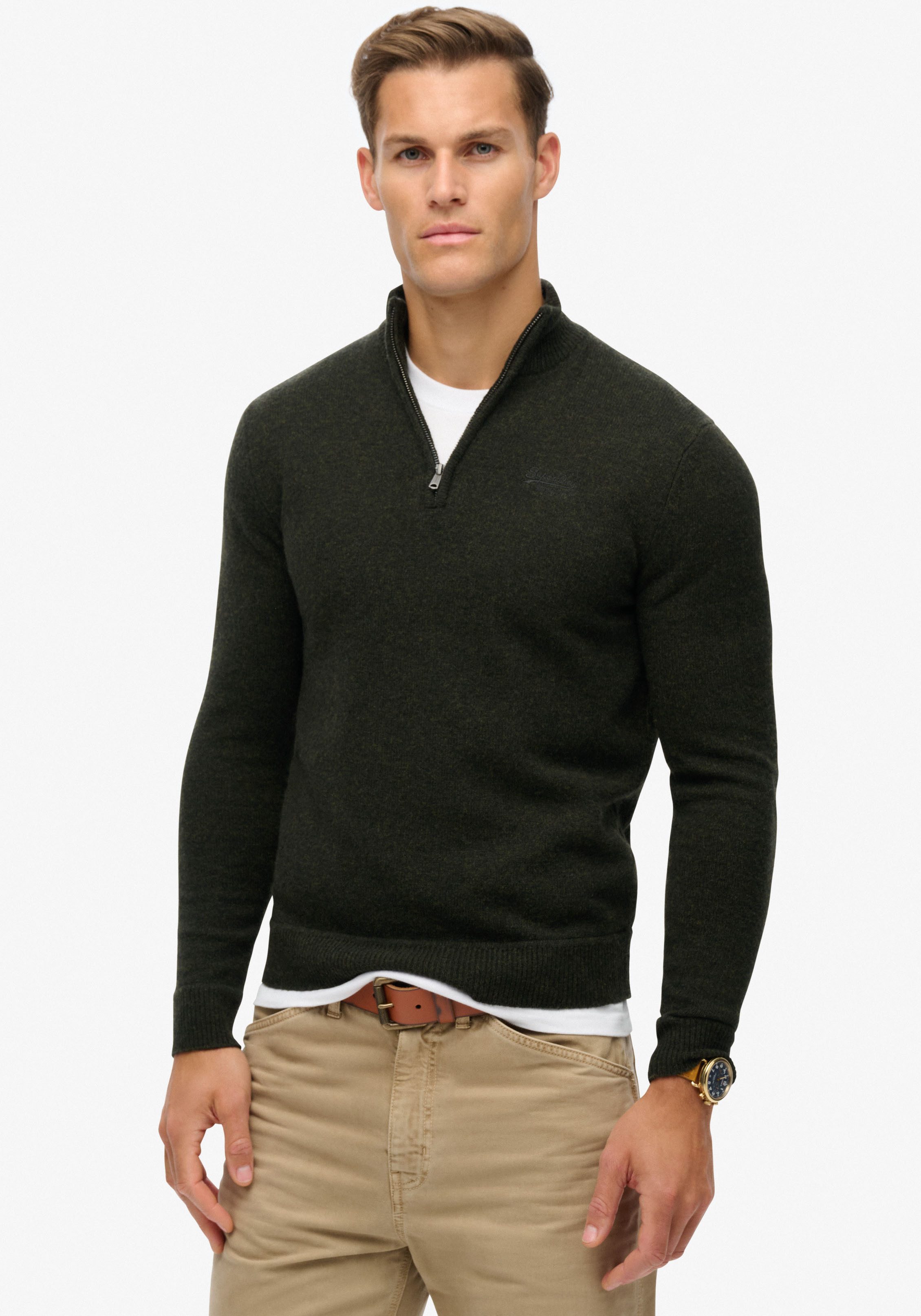 Superdry Strickpullover ESSENTIAL EMB KNIT HALF günstig online kaufen