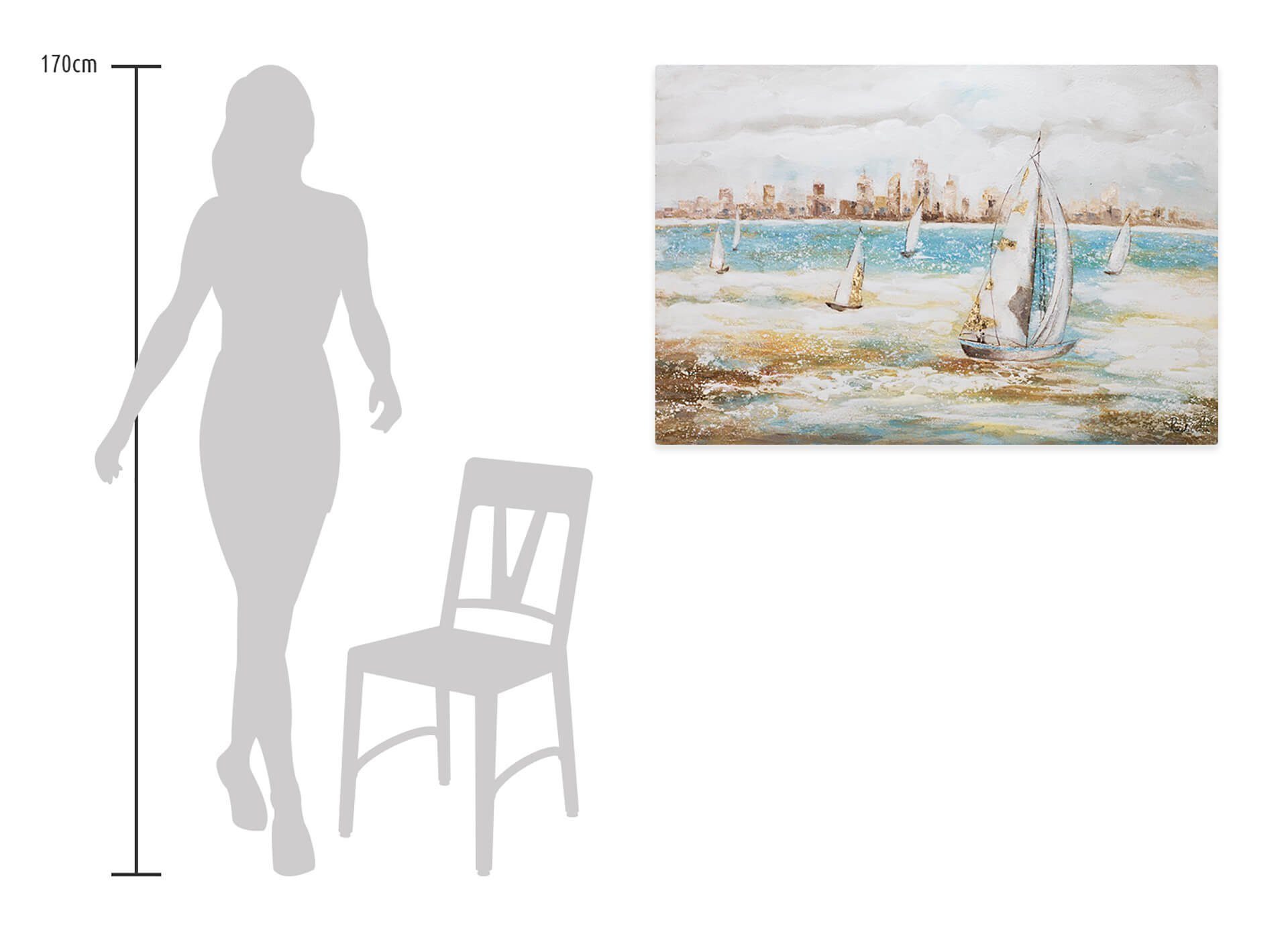 Leinwandbild 120x80 Sailor's Wohnzimmer Race Gemälde Wandbild cm, KUNSTLOFT 100% HANDGEMALT