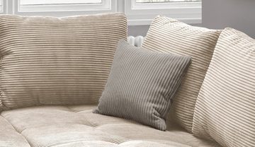 luma-home Ecksofa 17203, Bettfunktion, Wellenunterfederung, 298x202 cm, Ottomane rechts, Cord, Beige